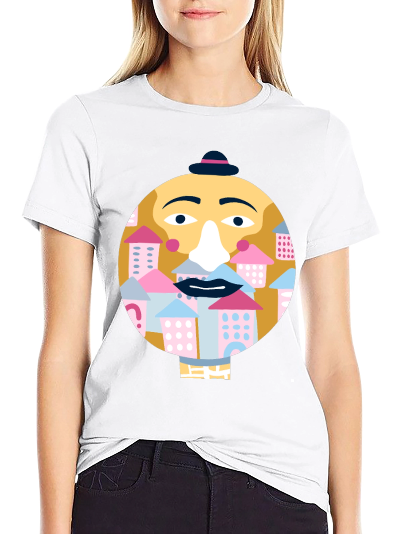 Black Quirky Face Graphic T-Shirt - City Beard view 9