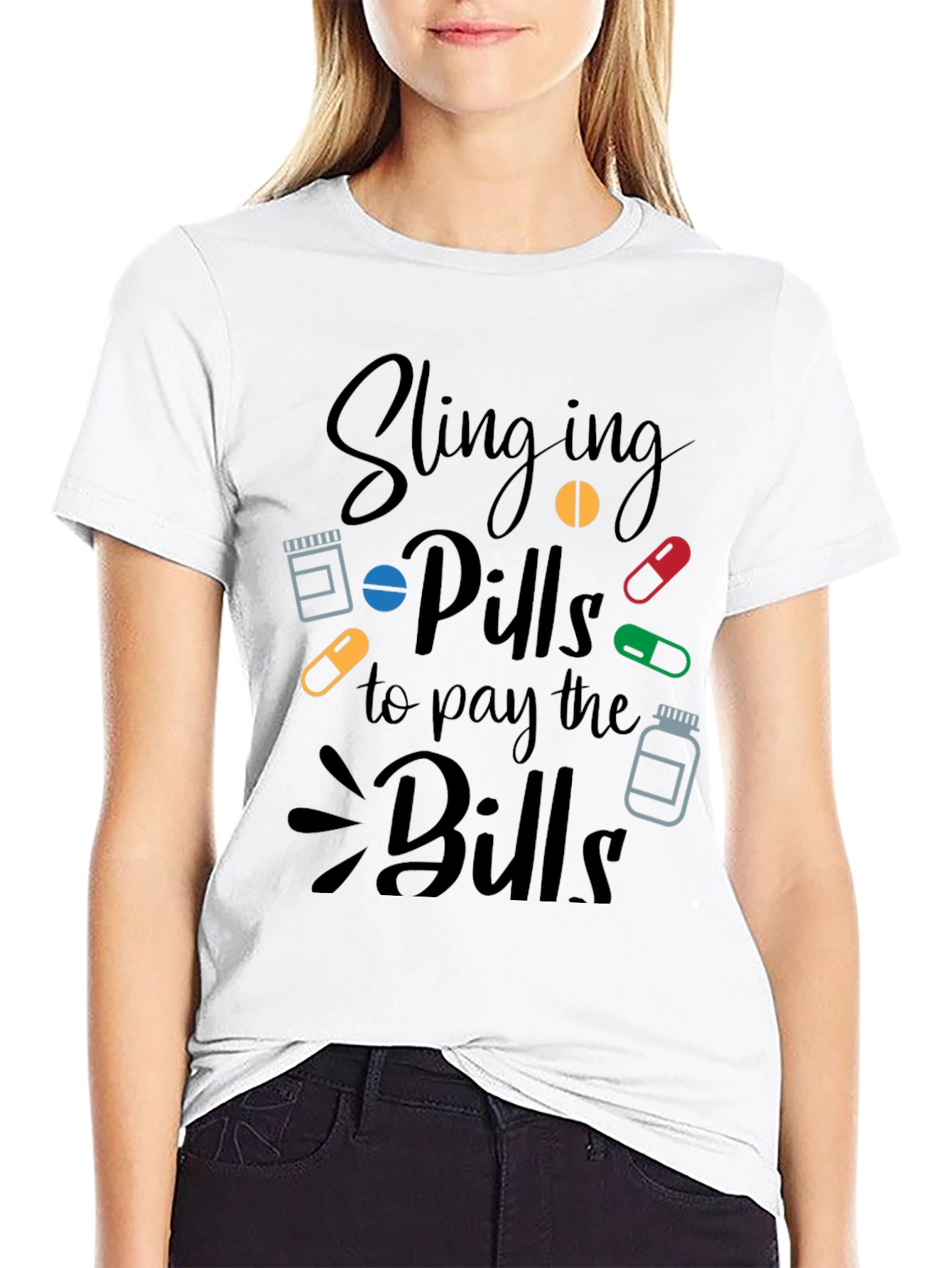 Black Slinging Pills Funny Pharmacy T-Shirt view 9
