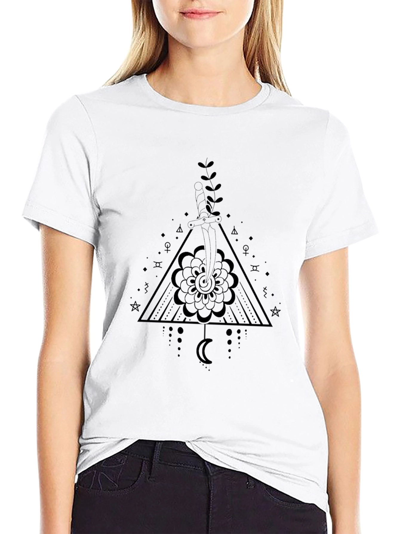 Black Mystic Triangle Black T-Shirt view 9