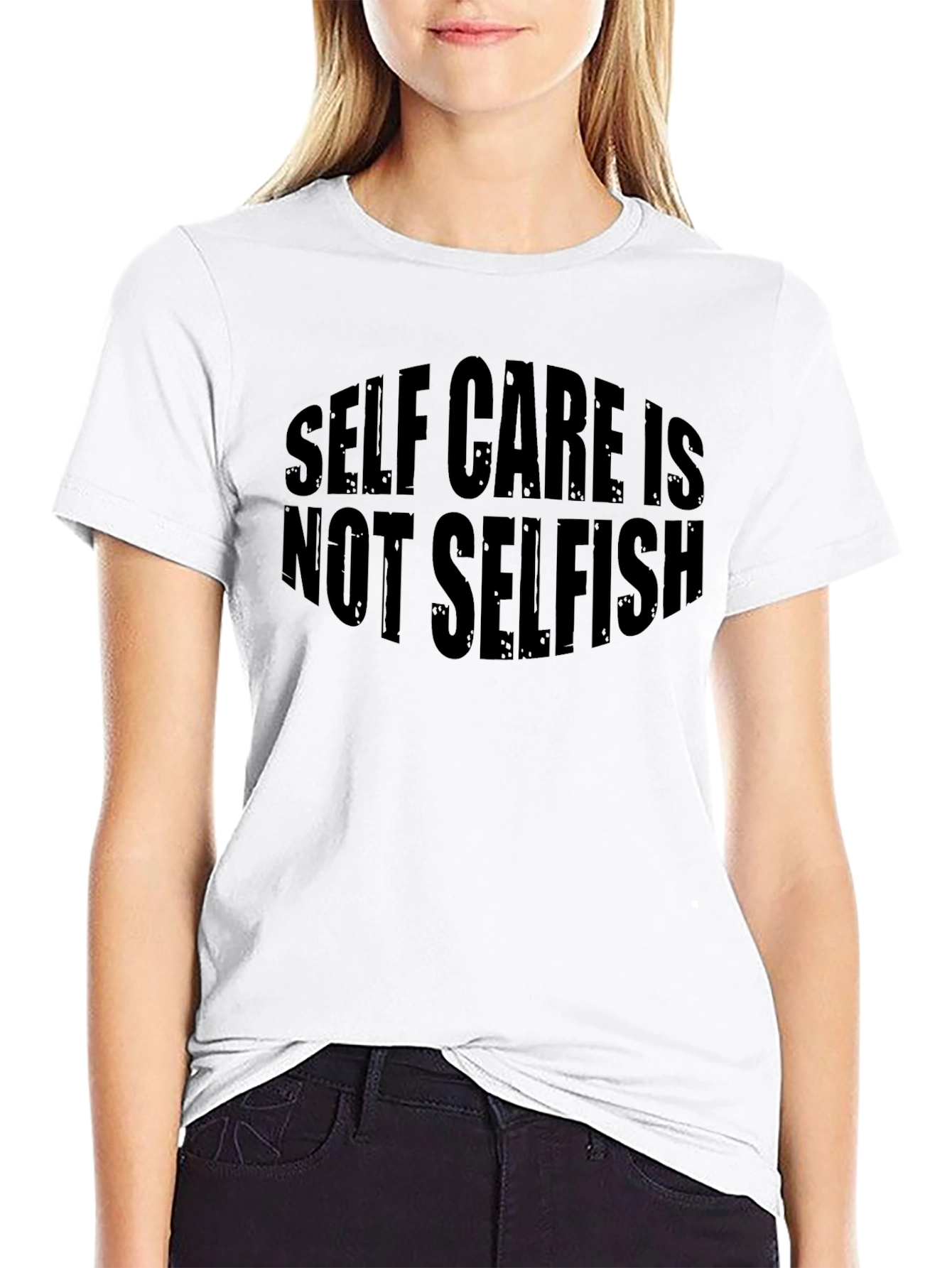 Black Self Care Is Not Selfish Graphic Tee - Black T-Shirt view 9