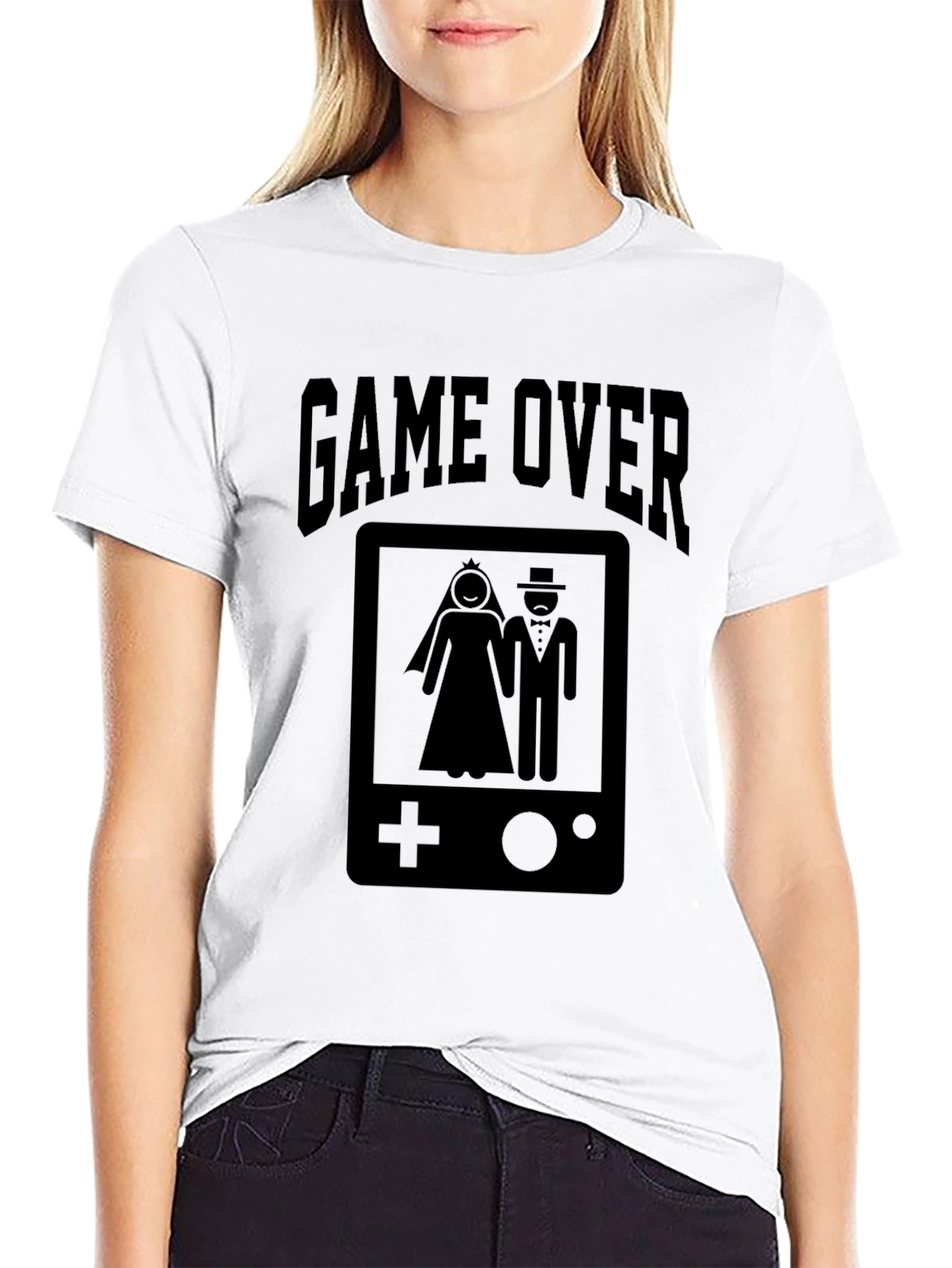 Black Game Over Wedding Gamer T-Shirt - Black view 9