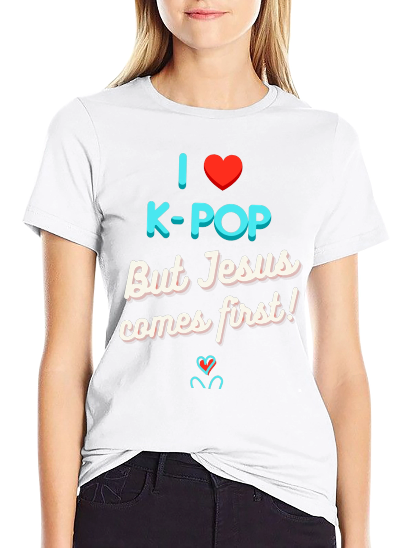 Black I Love K-Pop But Jesus T-Shirt view 9