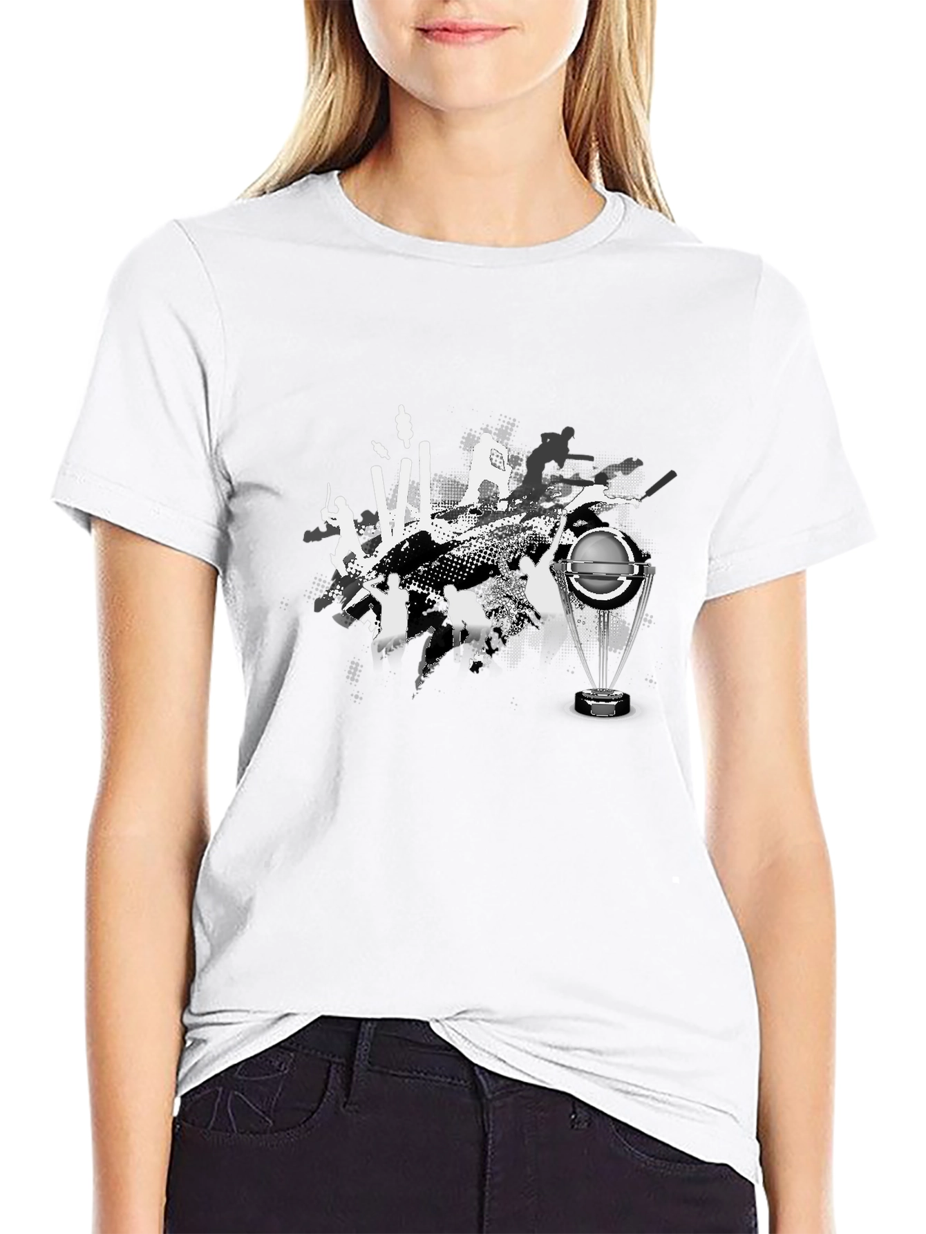 Cricket Graphic Tee - Black Cotton Blend - 9
