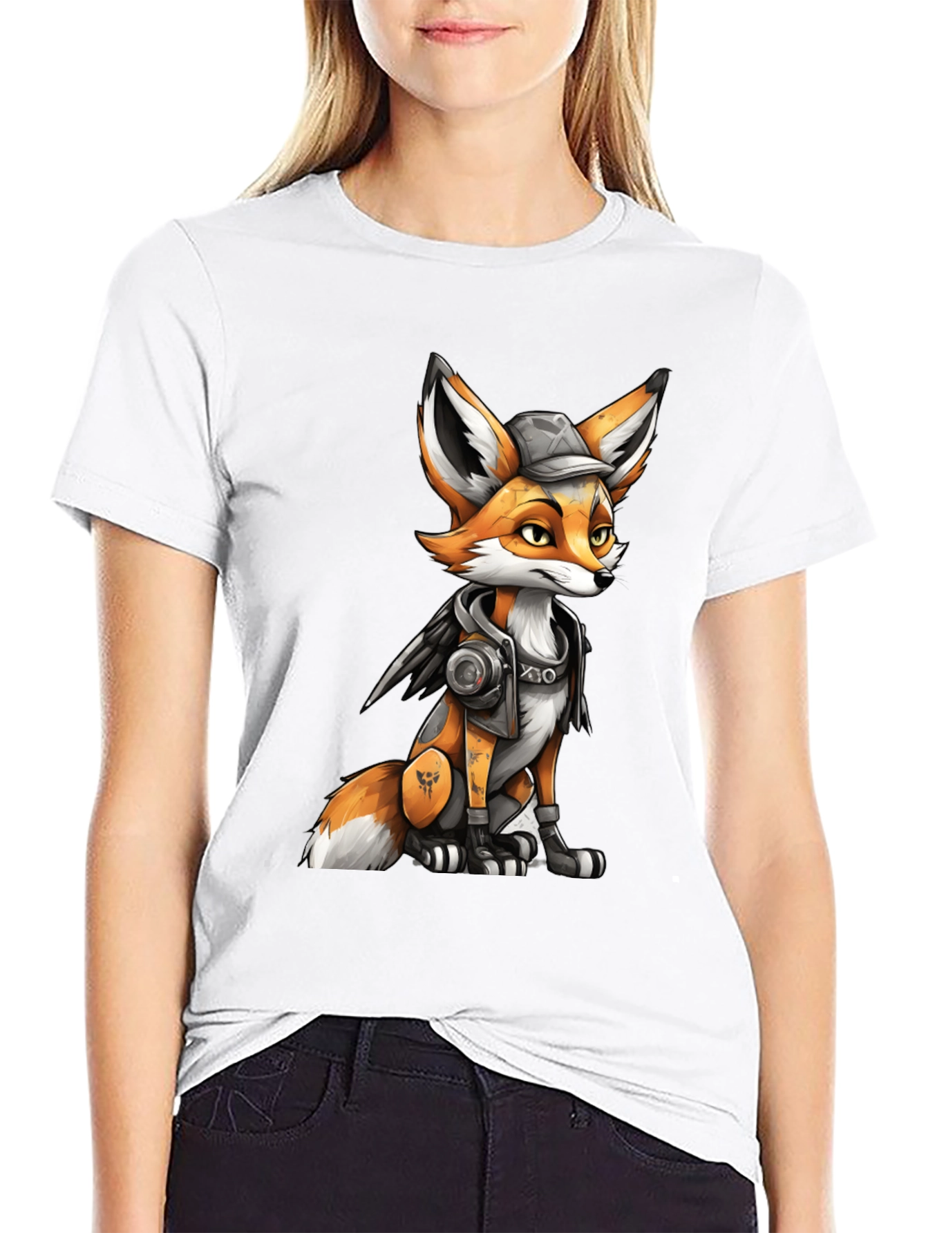 Black Fox Character Graphic Black T-Shirt view 9