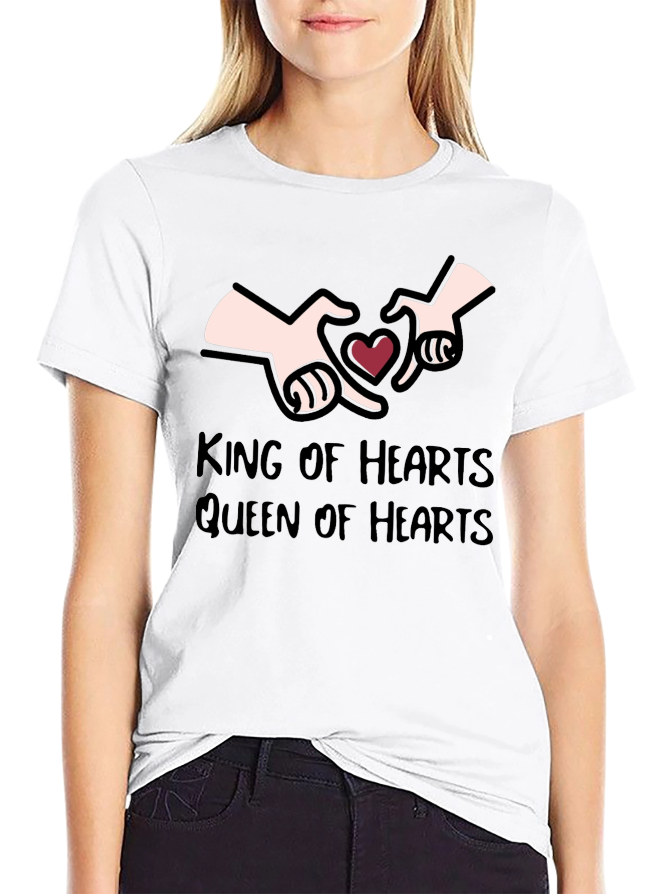 Black King & Queen of Hearts Graphic T-Shirt view 9