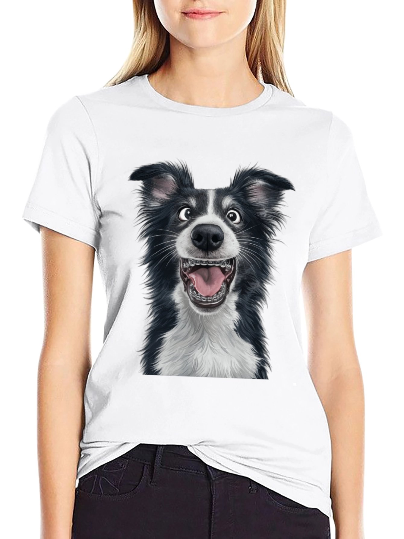 Black Funny Dog Graphic Tee - Black Cotton Blend T-Shirt view 9