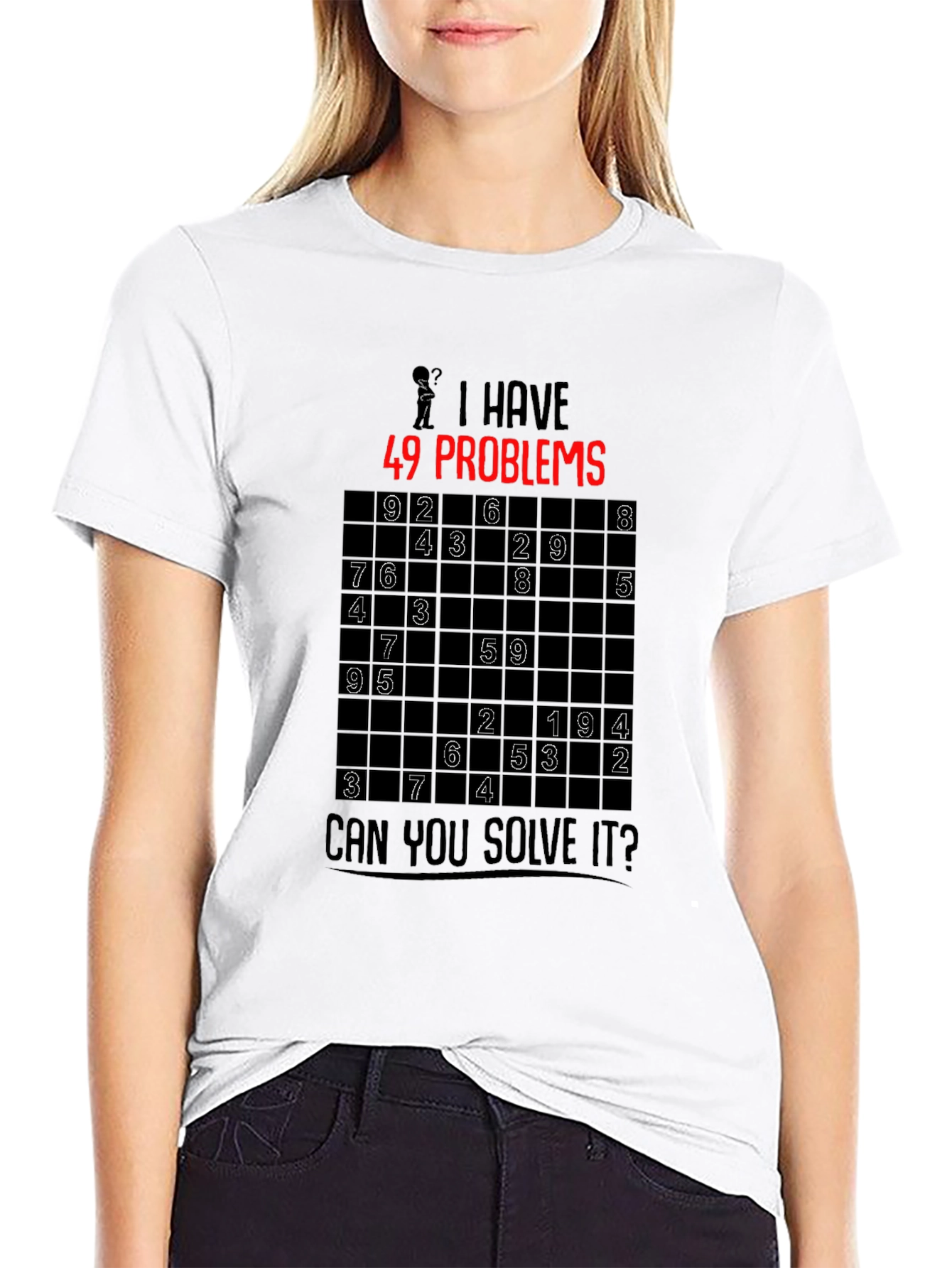 Black 49 Problems Sudoku Graphic T-Shirt view 9