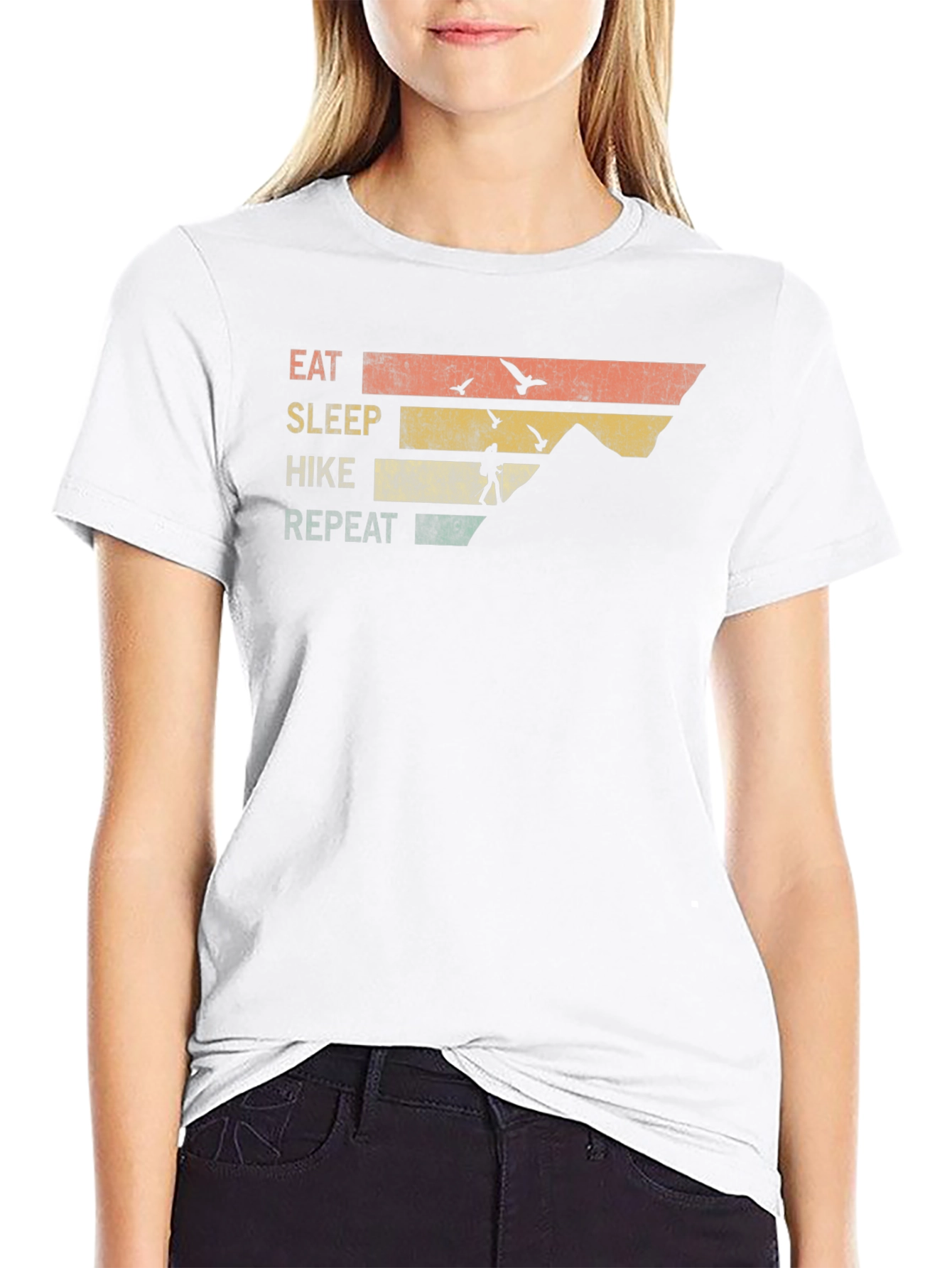 Black Eat Sleep Hike Repeat T-Shirt - Mountain Adventure Tee view 9