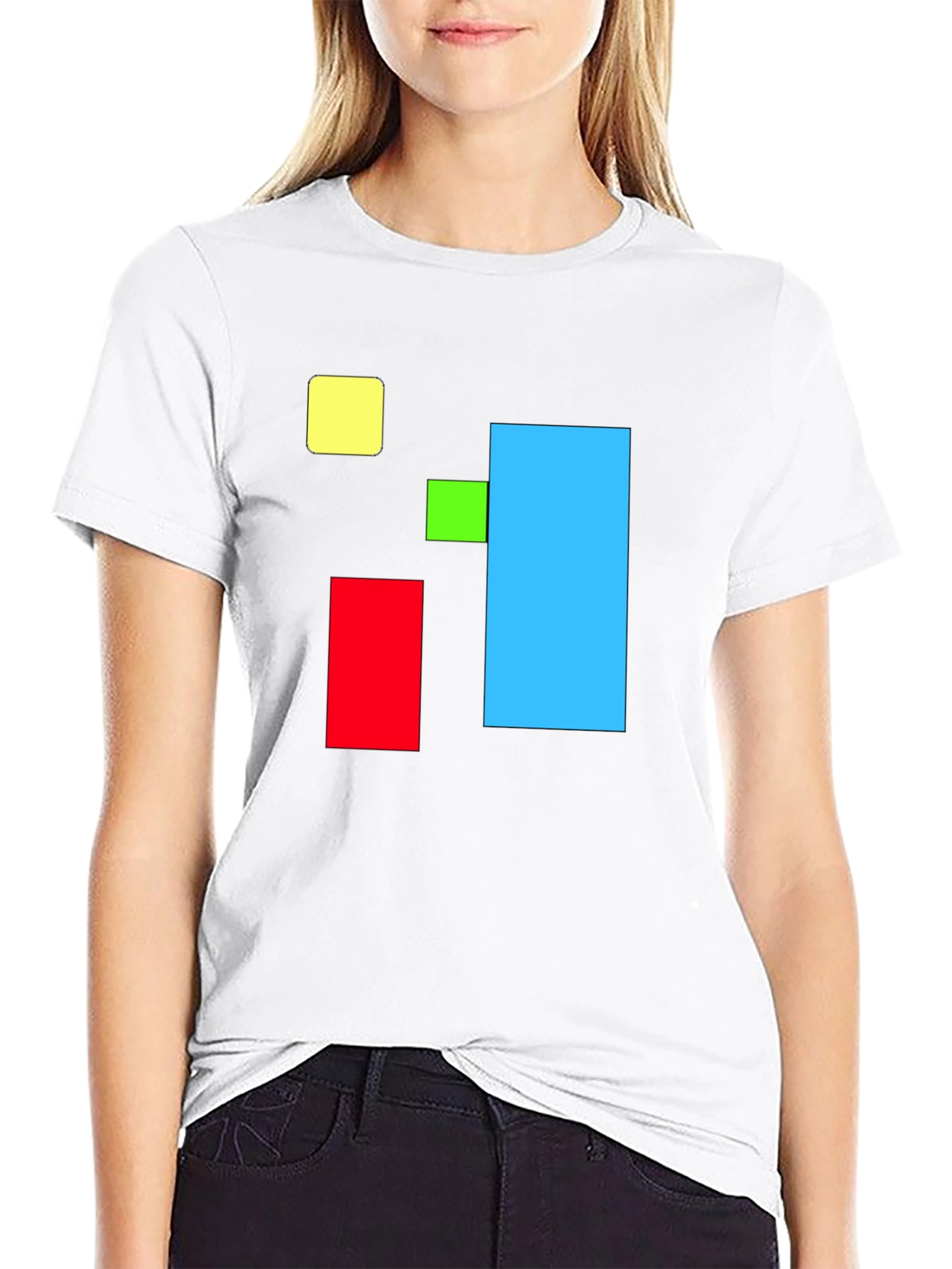 Black Abstract Geometric Square T-Shirt - Bold Colors view 9