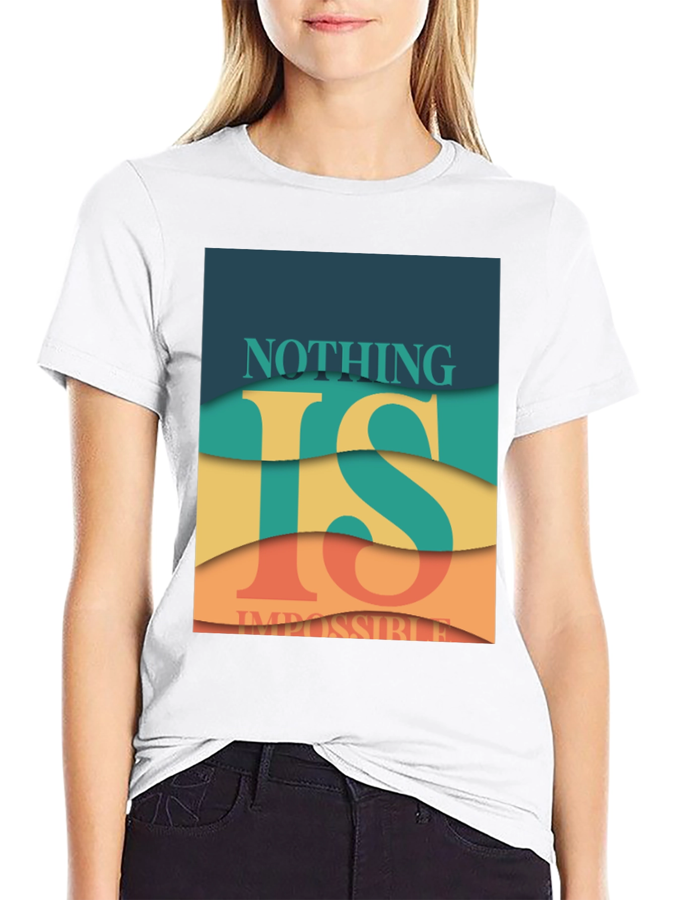 Black Nothing is Impossible Graphic T-Shirt view 9