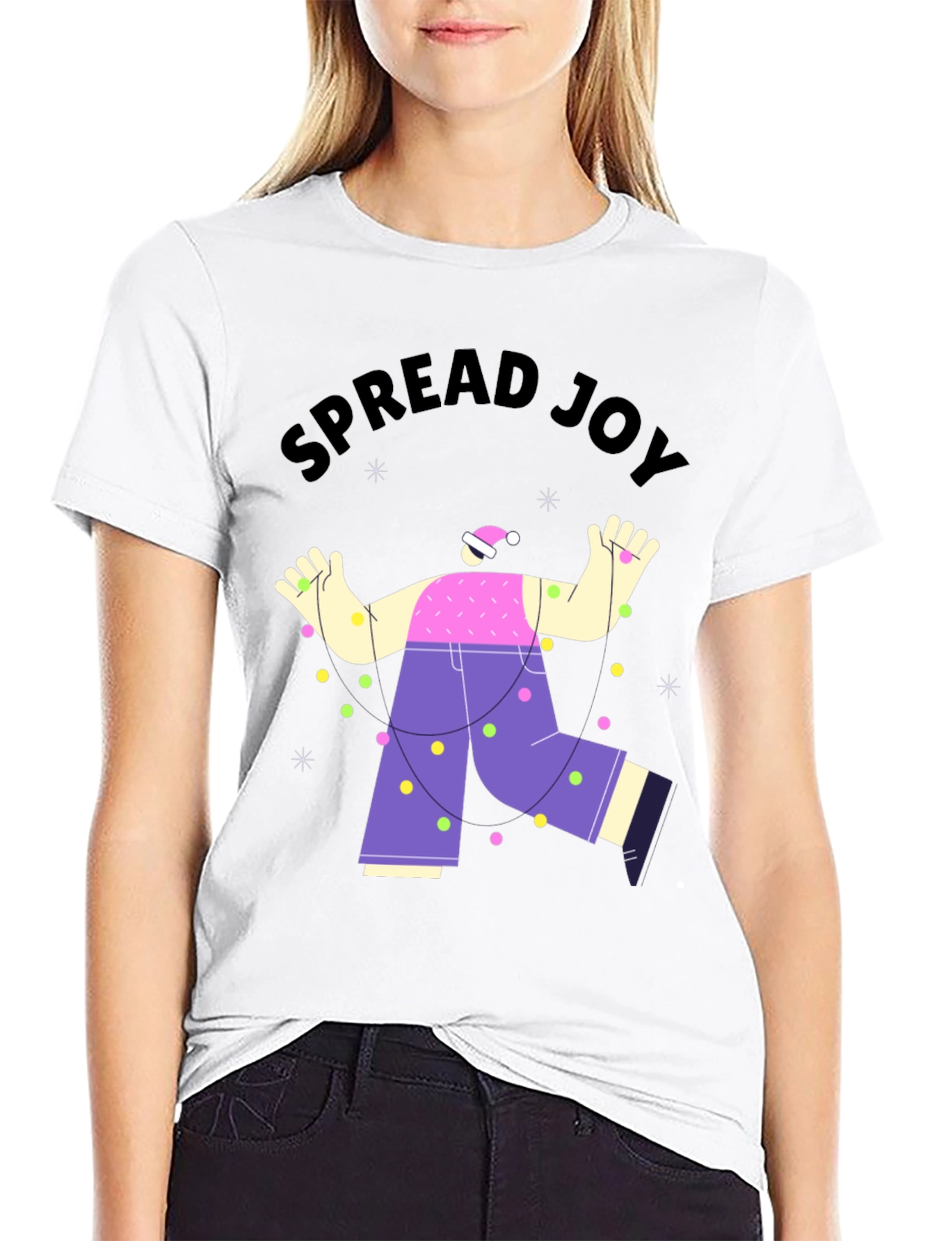 Black Spread Joy Holiday T-Shirt - Unisex Christmas Tee view 9