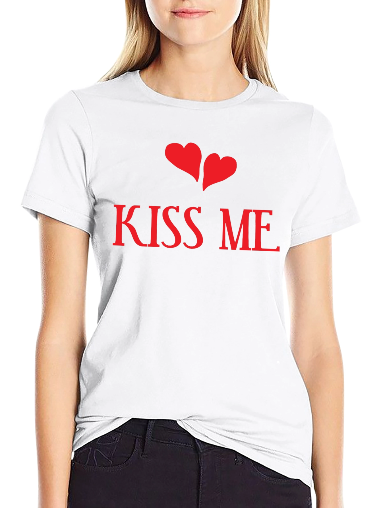 Black Kiss Me Valentines T-Shirt - Black view 9