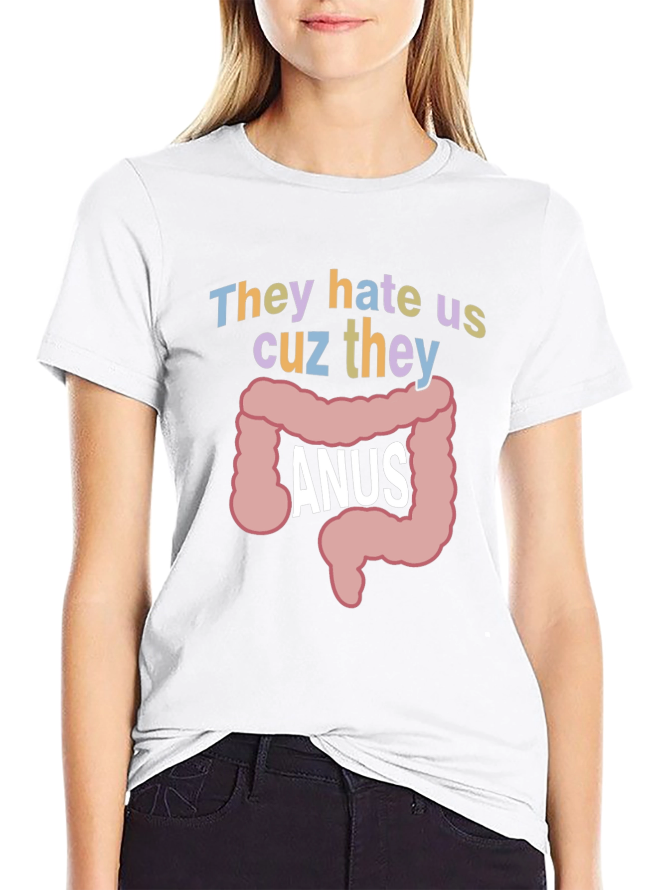 Black Anus Graphic T-Shirt: They Hate Us Funny Tee view 9