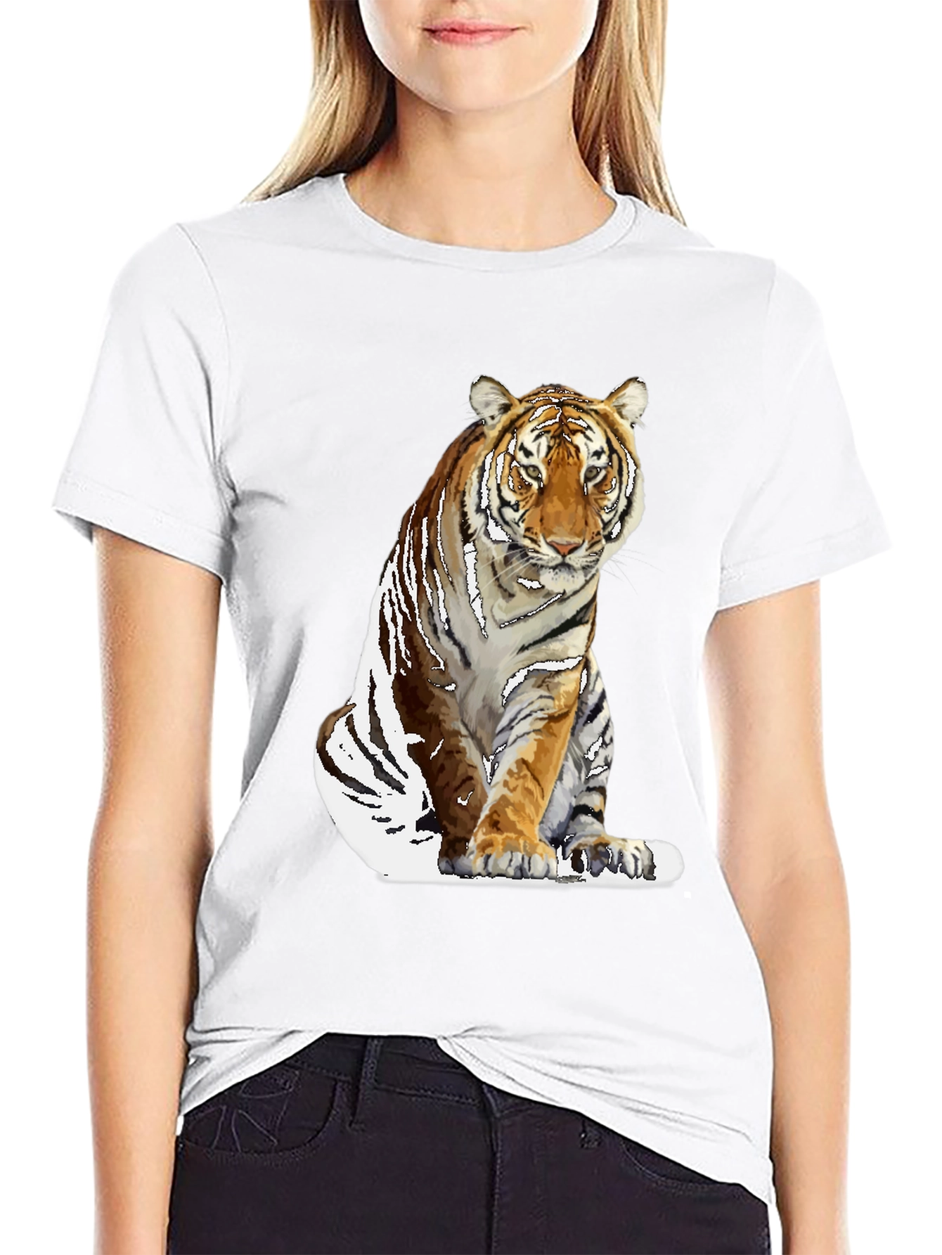 Black Cool Tiger Graphic Black T-Shirt for Men view 9