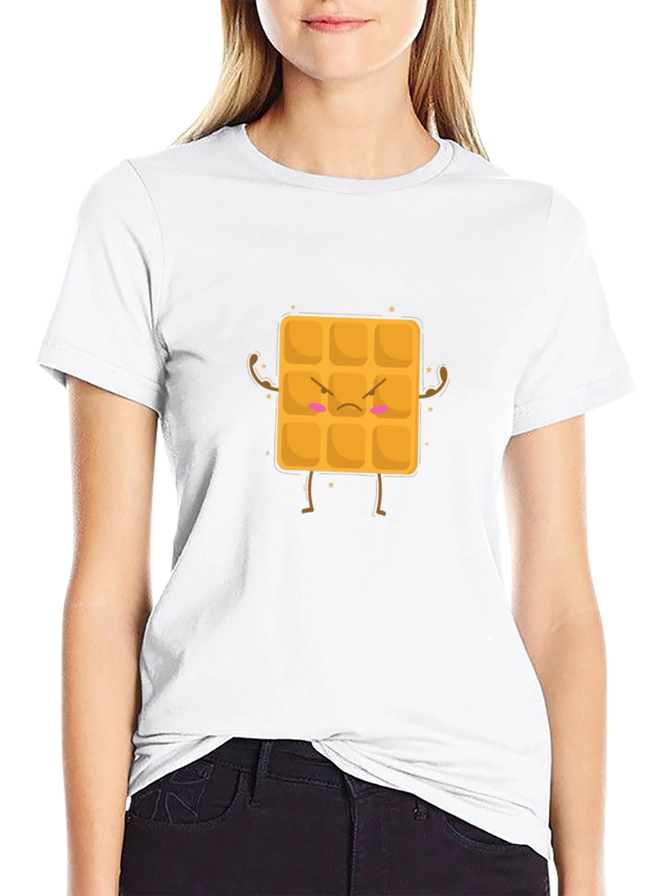 Black Angry Waffle Graphic Black T-Shirt - Funny Food Tee view 9