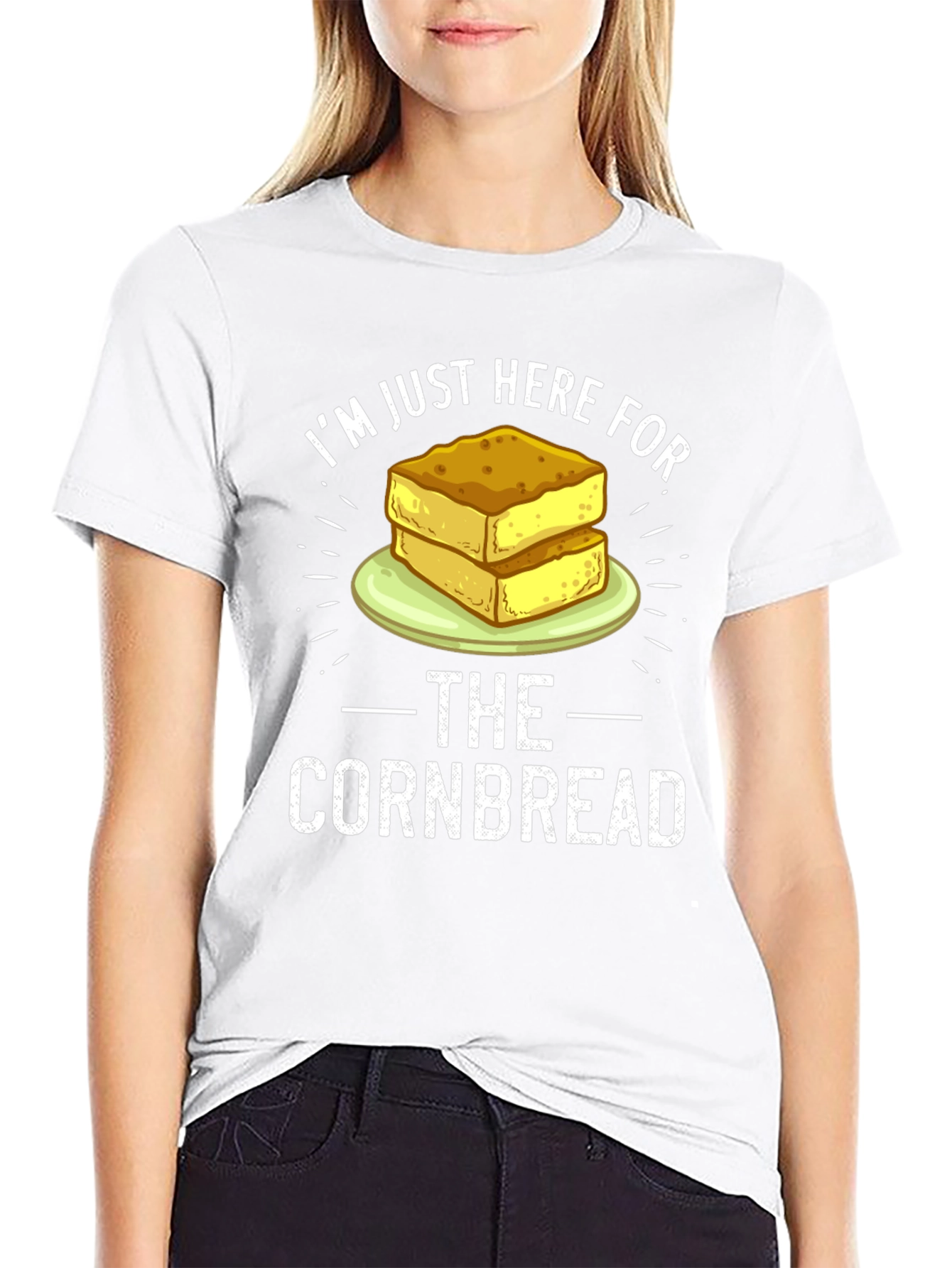 Black I'm Just Here For The Cornbread T-Shirt view 9