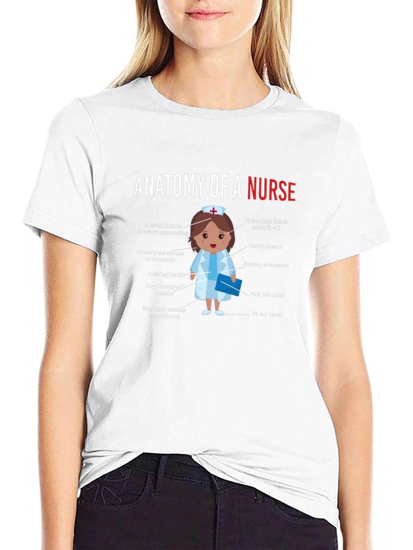 Black Anatomy of a Nurse Funny Graphic Tee view 9