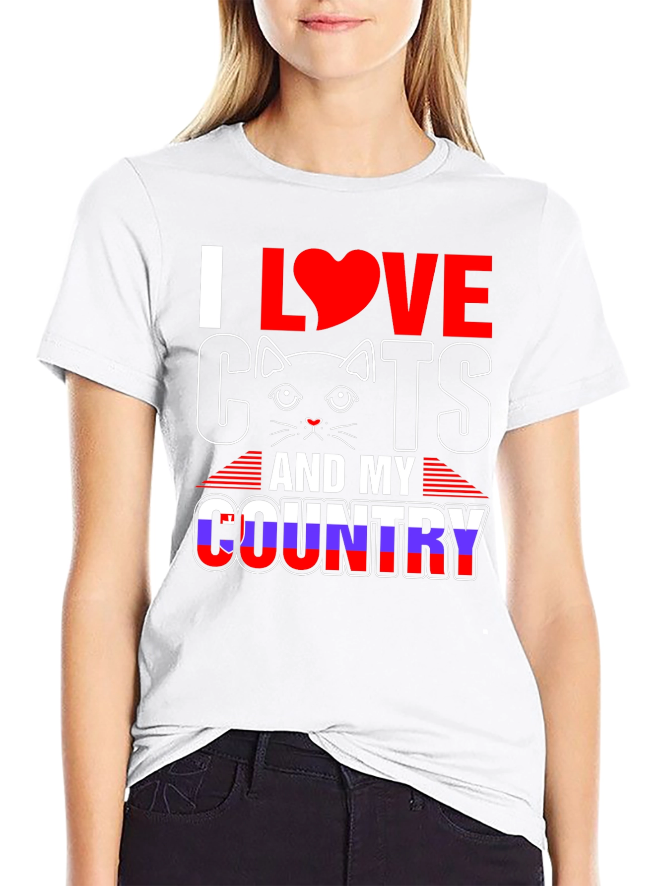 Black I Love Cats and My Country Graphic Tee view 9
