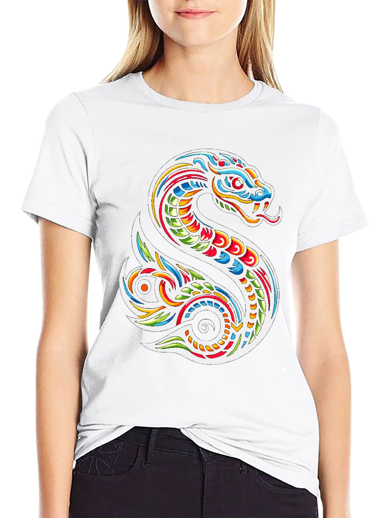 Black Vibrant Snake Graphic Tee - Men's Black T-Shirt view 9