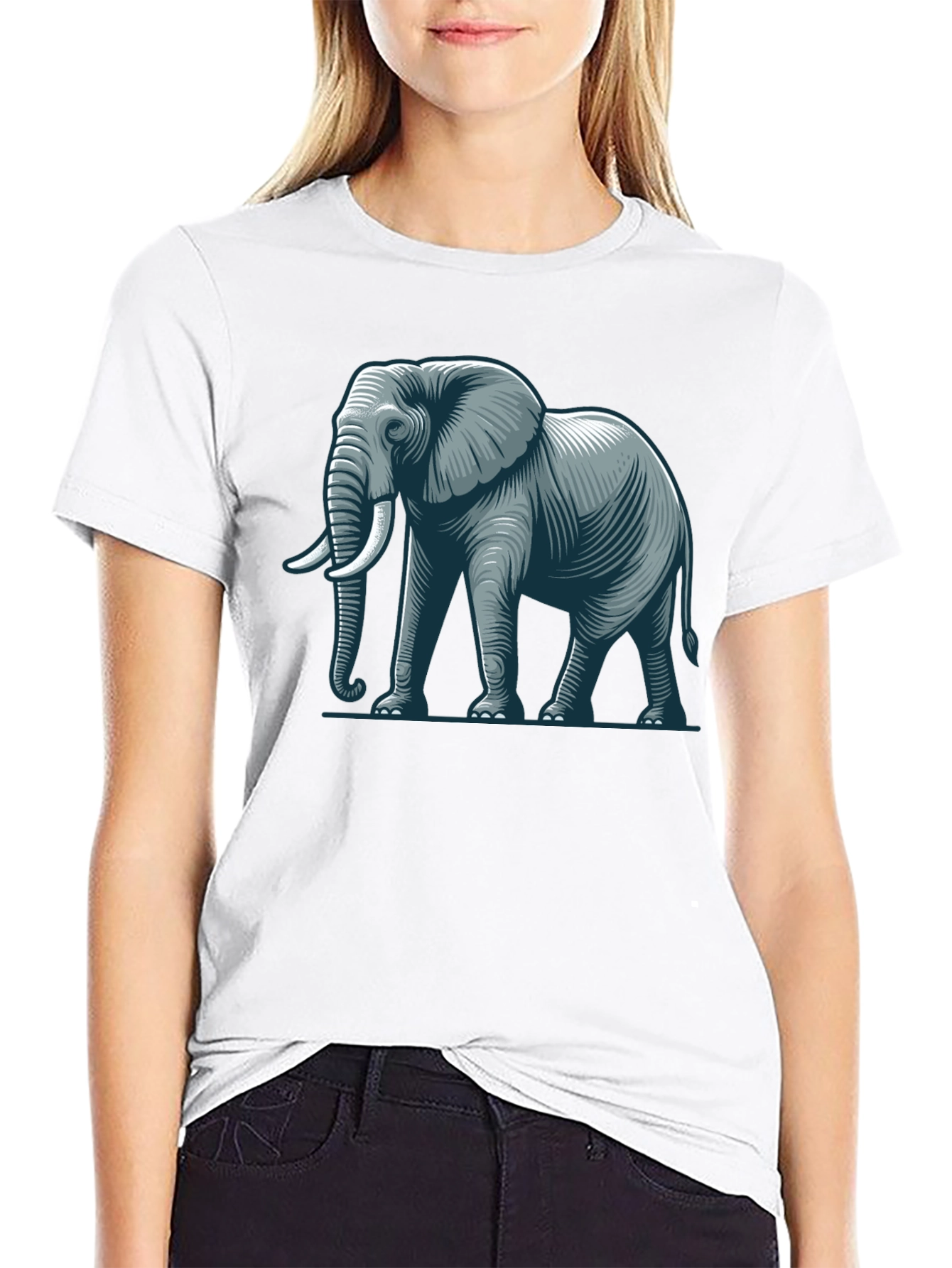 Black Elephant Graphic T-Shirt - Black Cotton Tee view 9