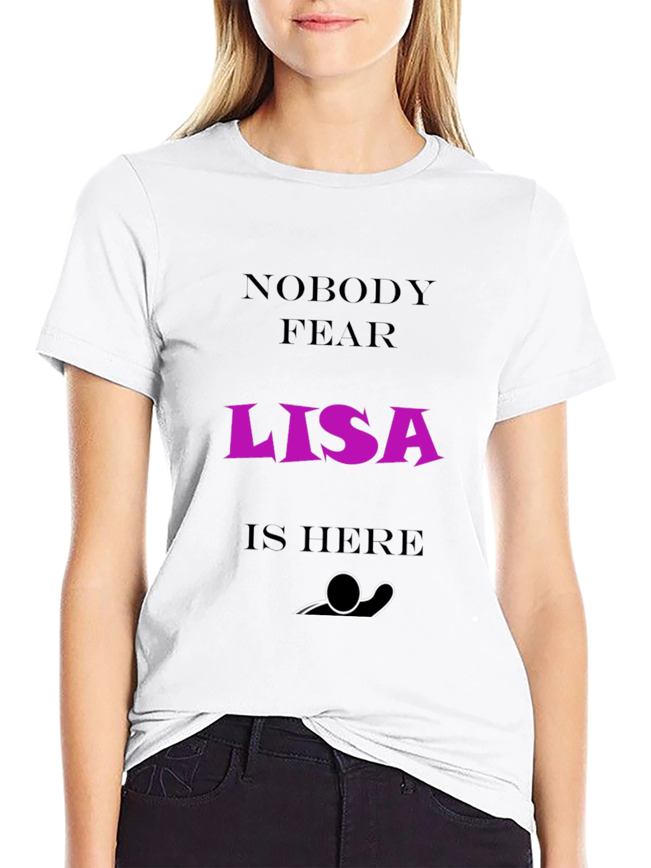 Black Nobody Fear Lisa Is Here T-Shirt - Funny Graphic Tee view 9