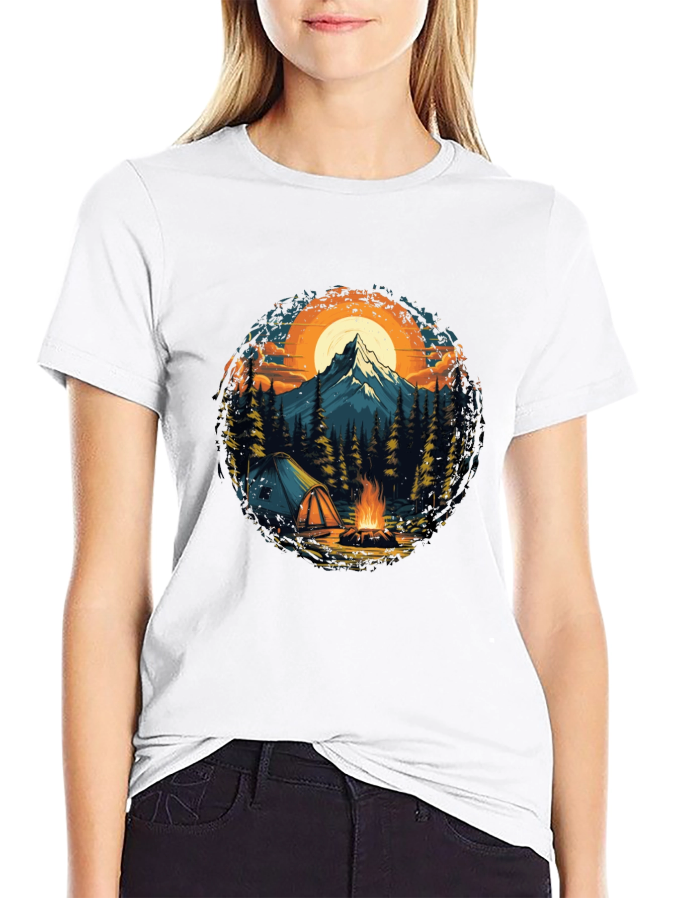 Black Outdoor Adventure T-Shirt: Camping & Mountain Design view 9