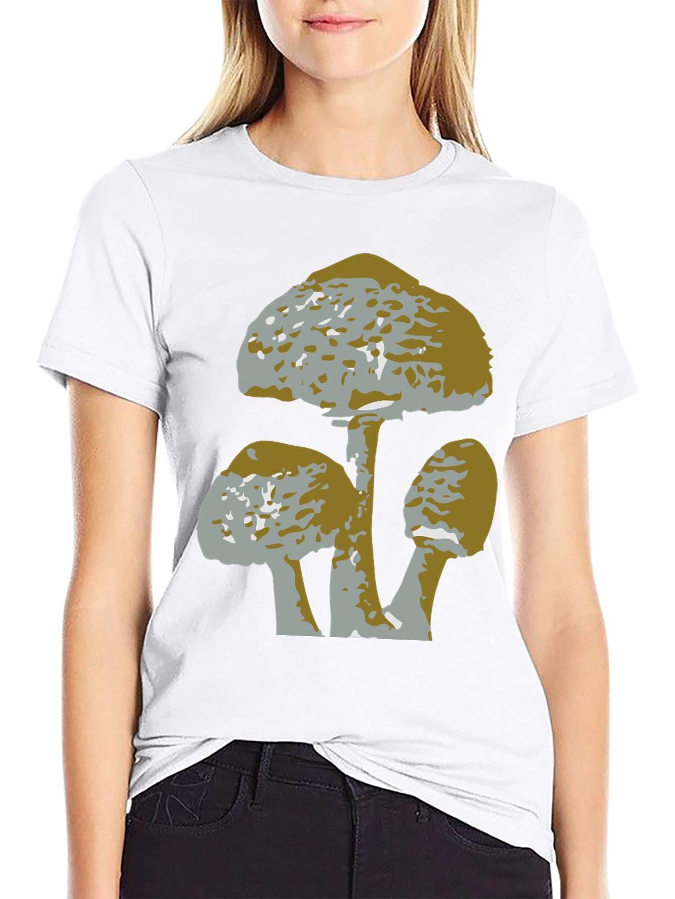 Black Mushroom Graphic Tee - Black Cotton T-Shirt view 9