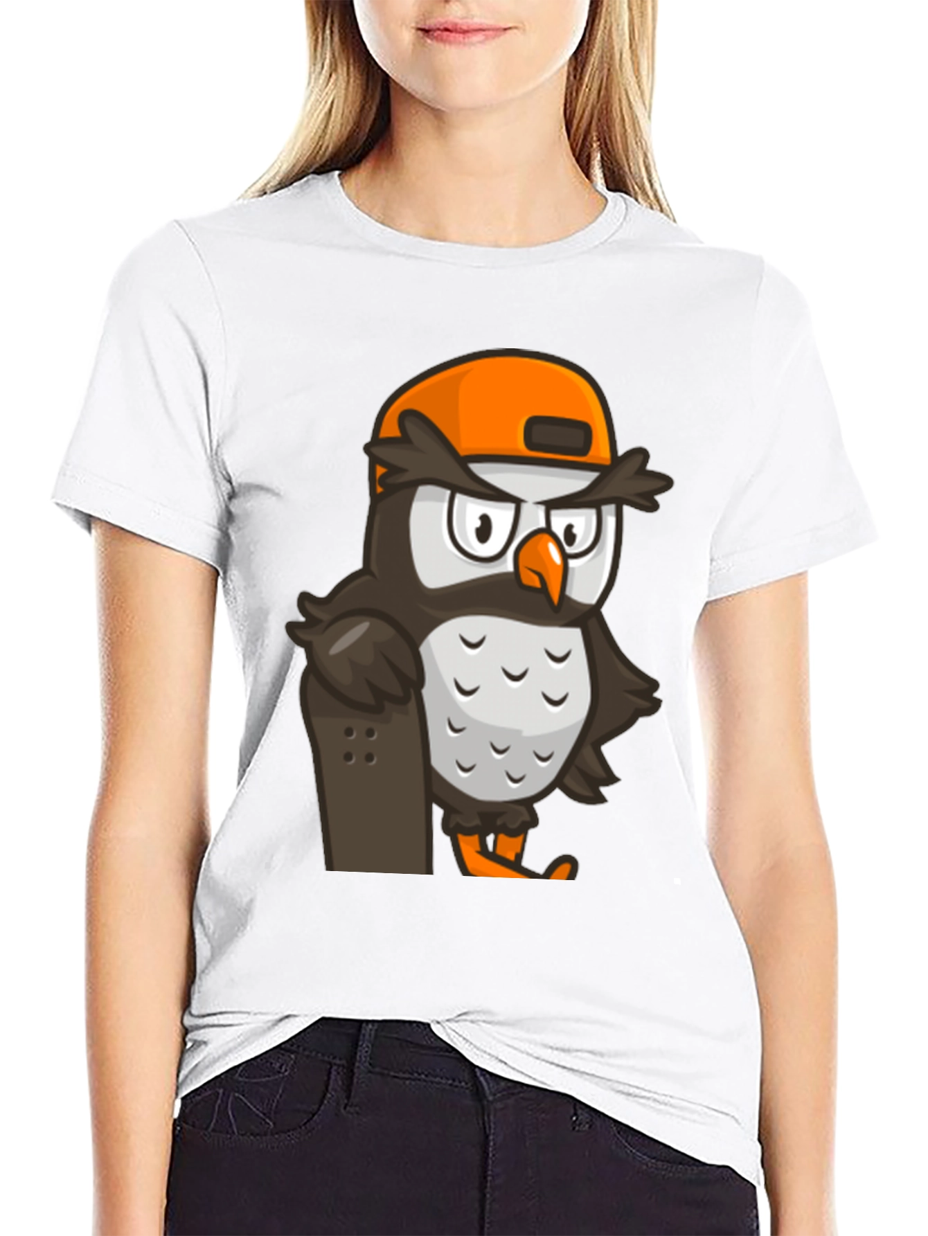 Black Cool Owl Skater Graphic Tee - Black view 9