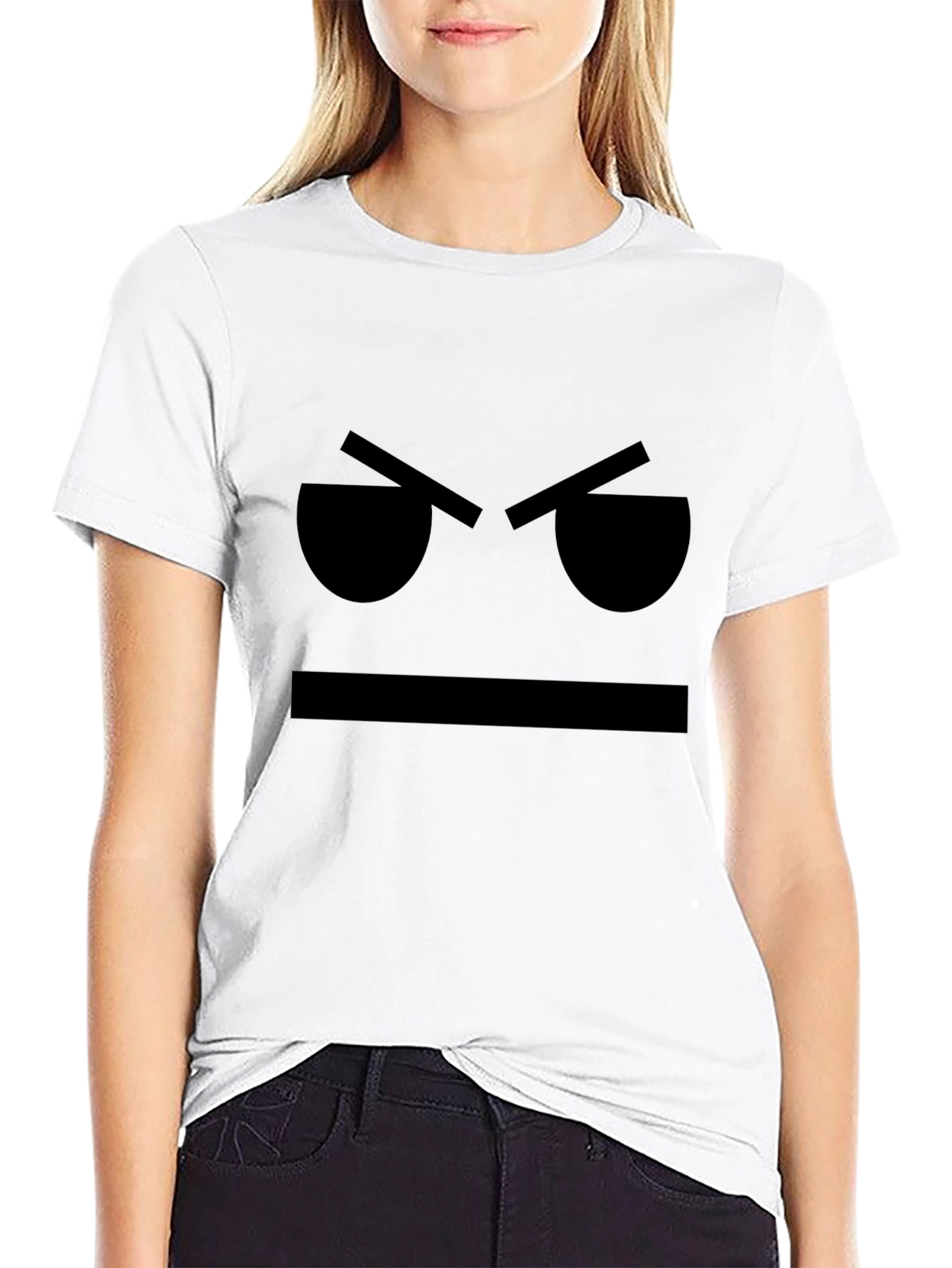 Black Grumpy Face Black T-Shirt - Express Your Mood view 9