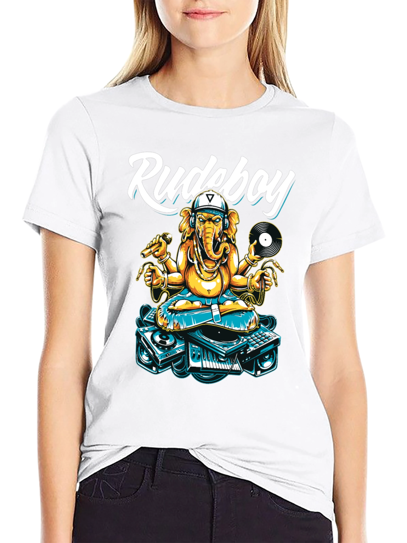Black Rudeboy Ganesha Graphic T-Shirt view 9