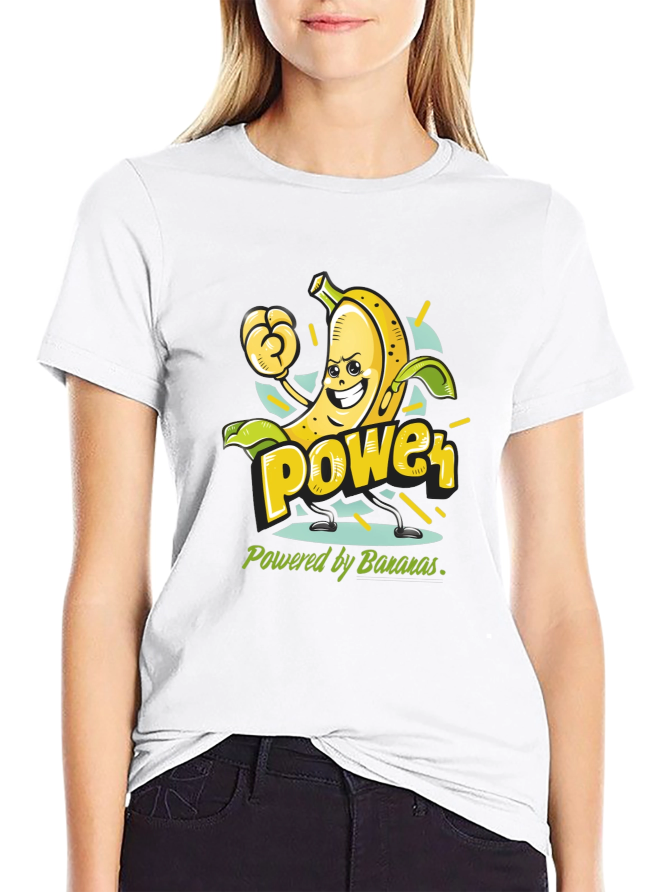 Black Banana Power T-Shirt - Fruit Cartoon Tee view 9
