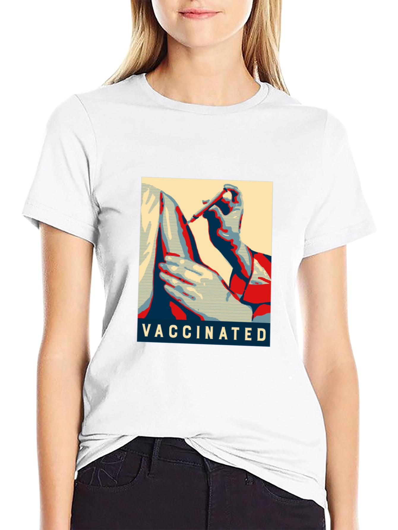 Black Vaccinated Graphic T-Shirt - Black Cotton Blend view 9