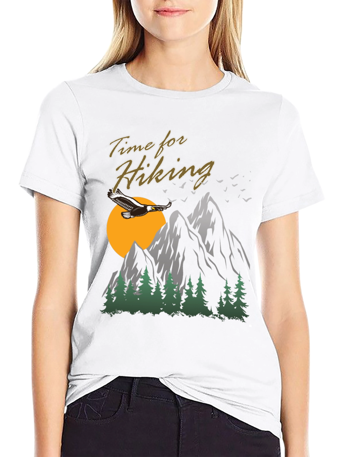 Black Time For Hiking Graphic Tee | Outdoor Adventure Shirt view 9
