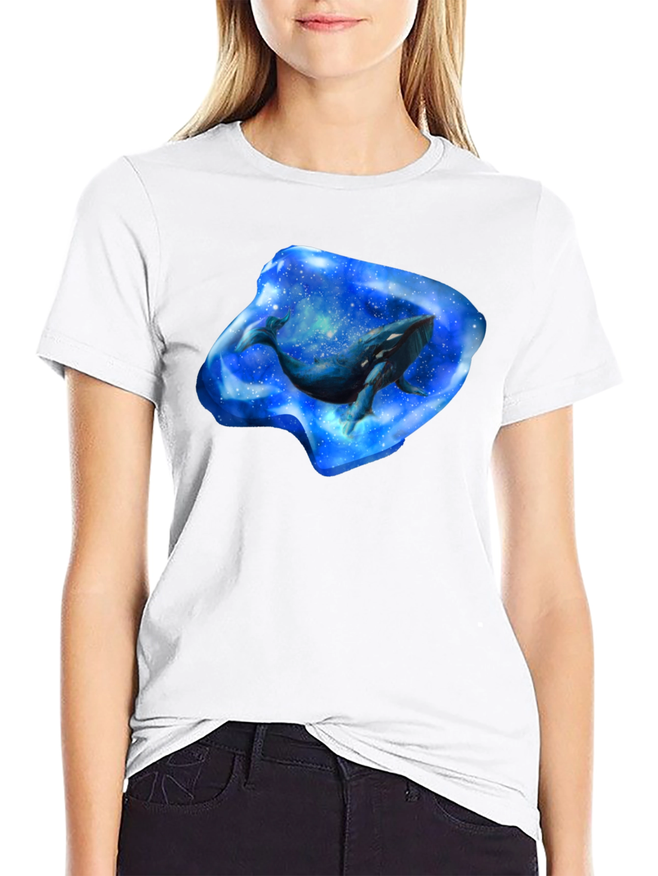 Whale Galaxy Graphic Black T-Shirt - 9