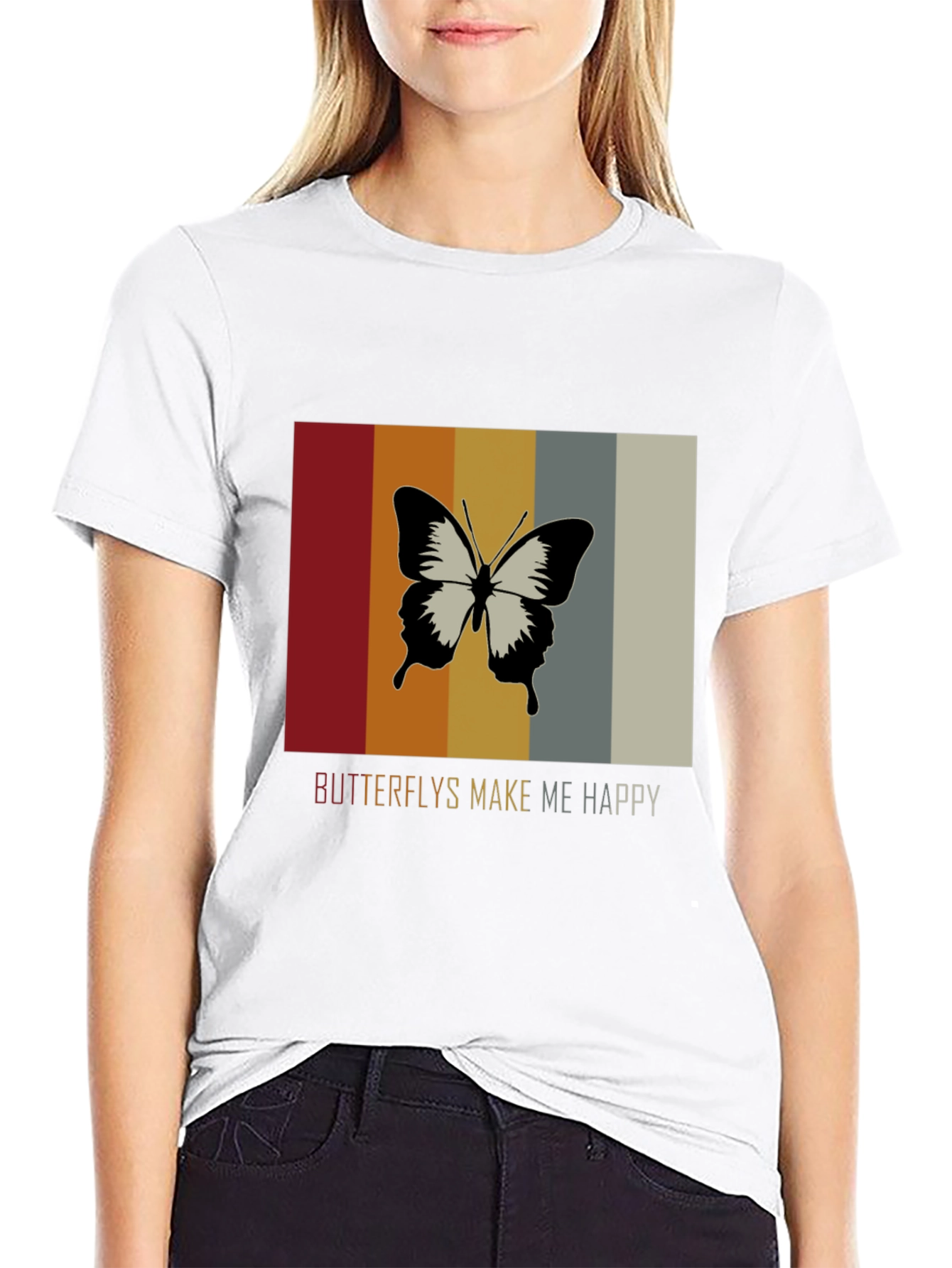 Black Butterflies Make Me Happy Graphic Tee view 9