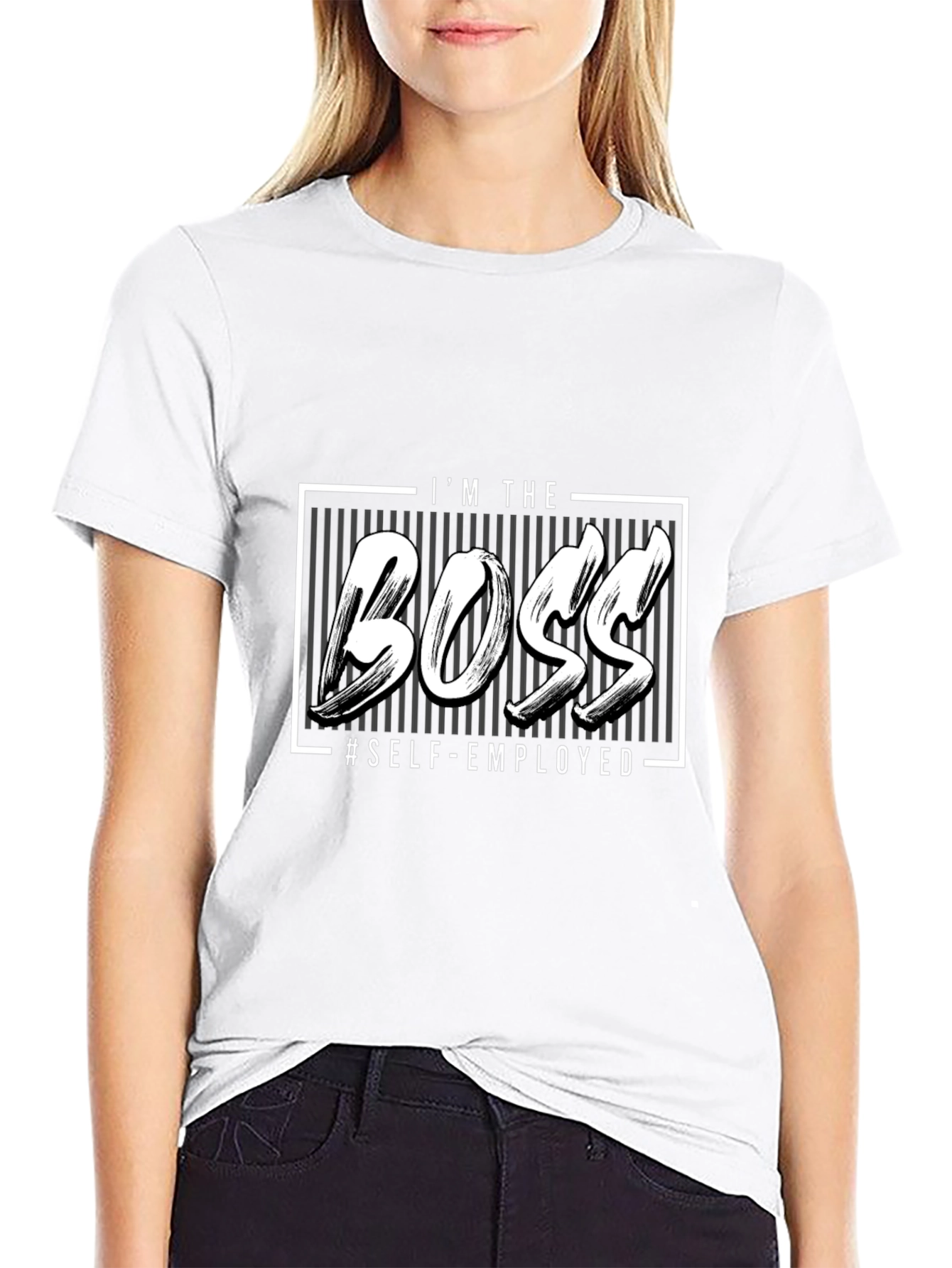 Black I'm The Boss Self-Employed Graphic T-Shirt view 9