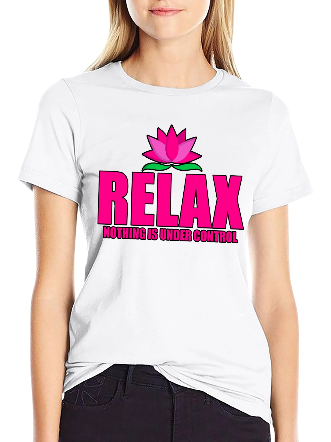 Black Relax Lotus T-Shirt - Nothing Is Under Control view 9