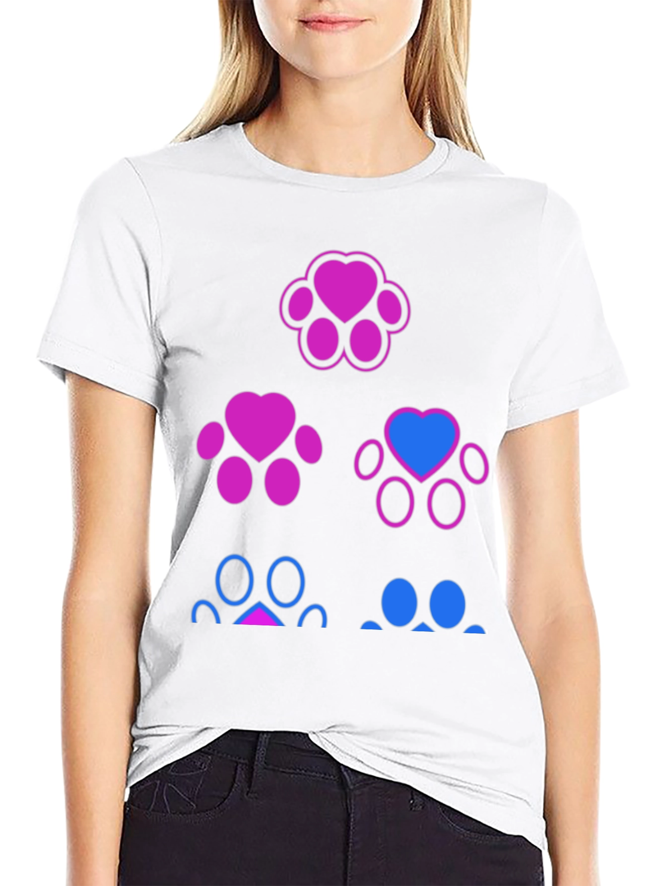 Bisexual Pride Paw Print T-Shirt - Black - 9