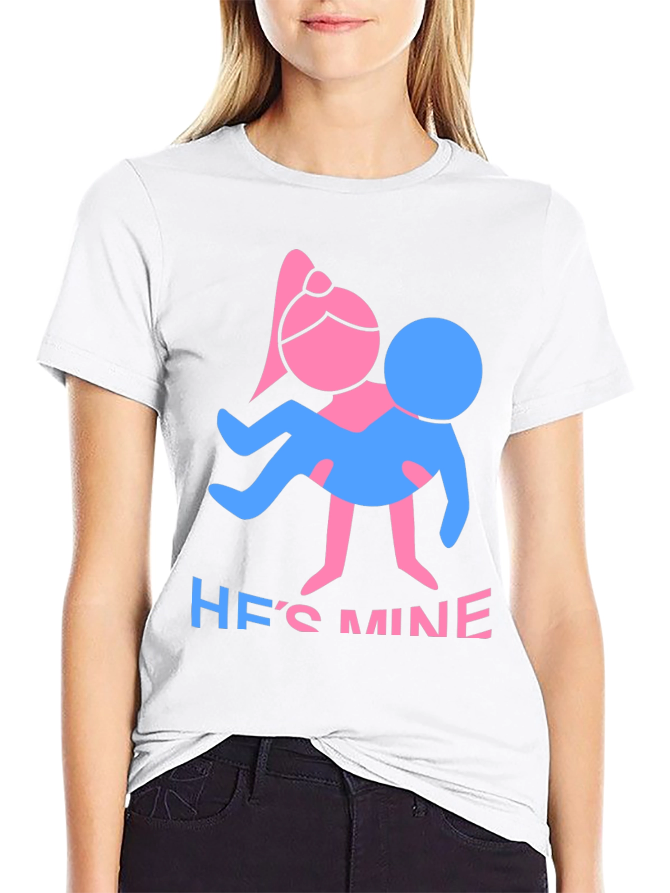 Black He's Mine T-Shirt - Funny Couple Tee view 9
