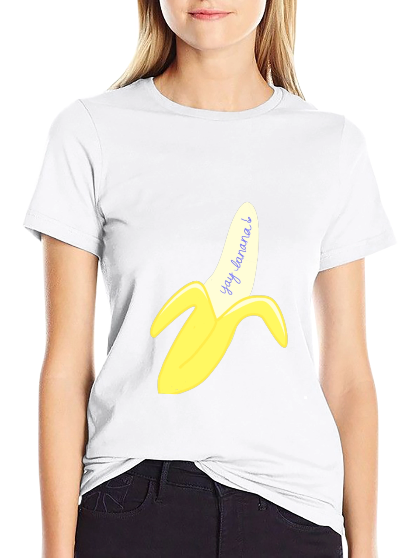 Black Yay Banana! Graphic Print T-Shirt view 9