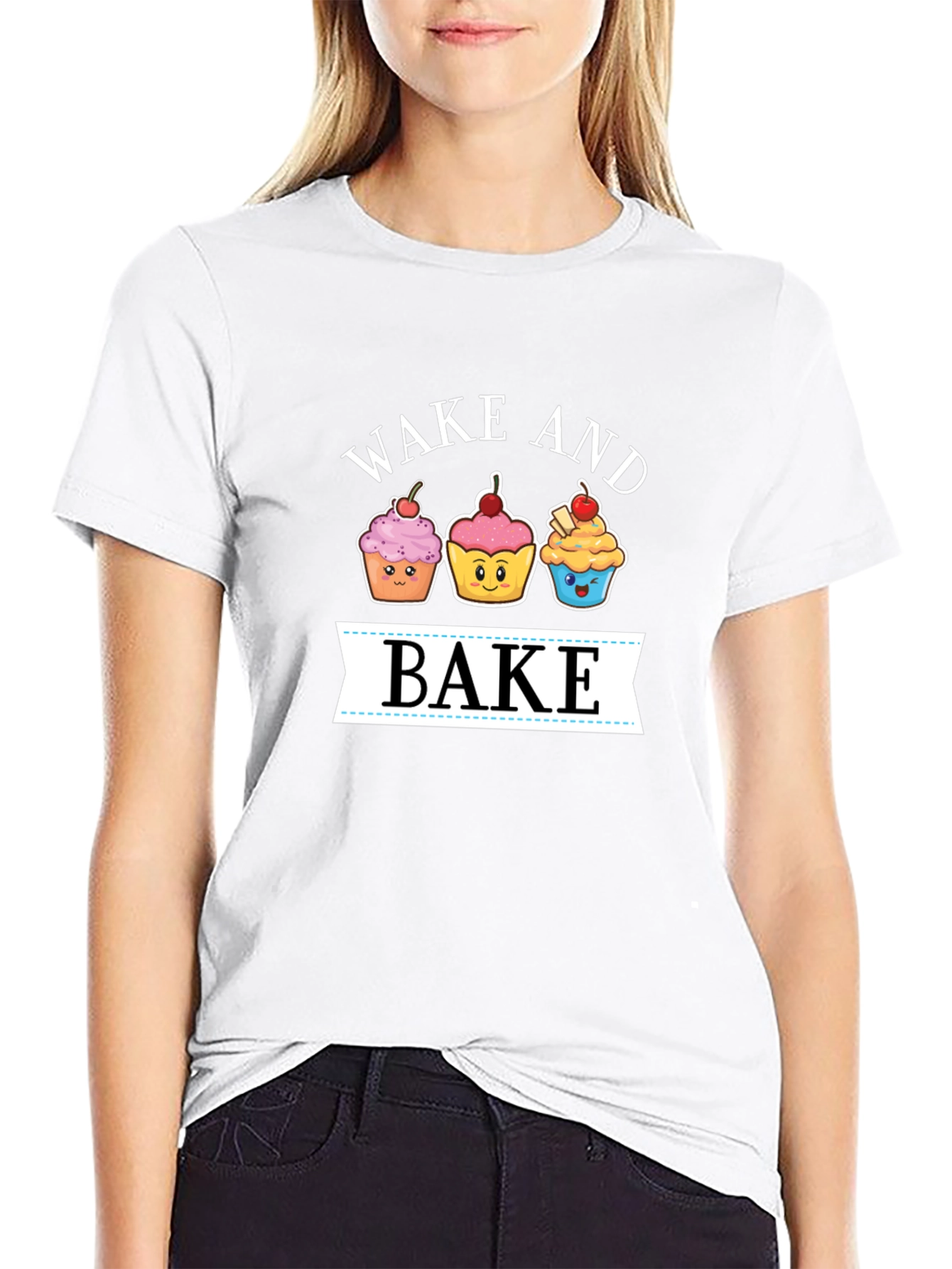 Black Wake and Bake Cupcake T-Shirt - Fun Foodie Tee view 9