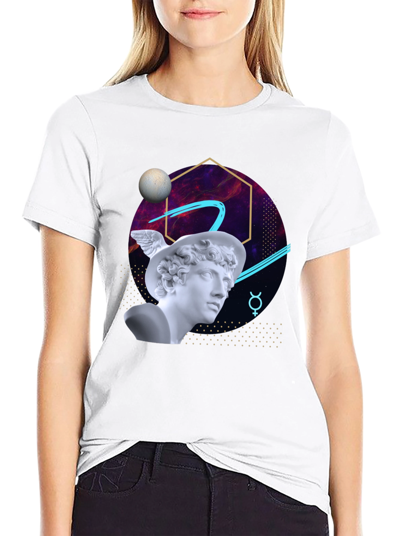 Black Mercury Bust Graphic Tee - Retro Aesthetic view 9
