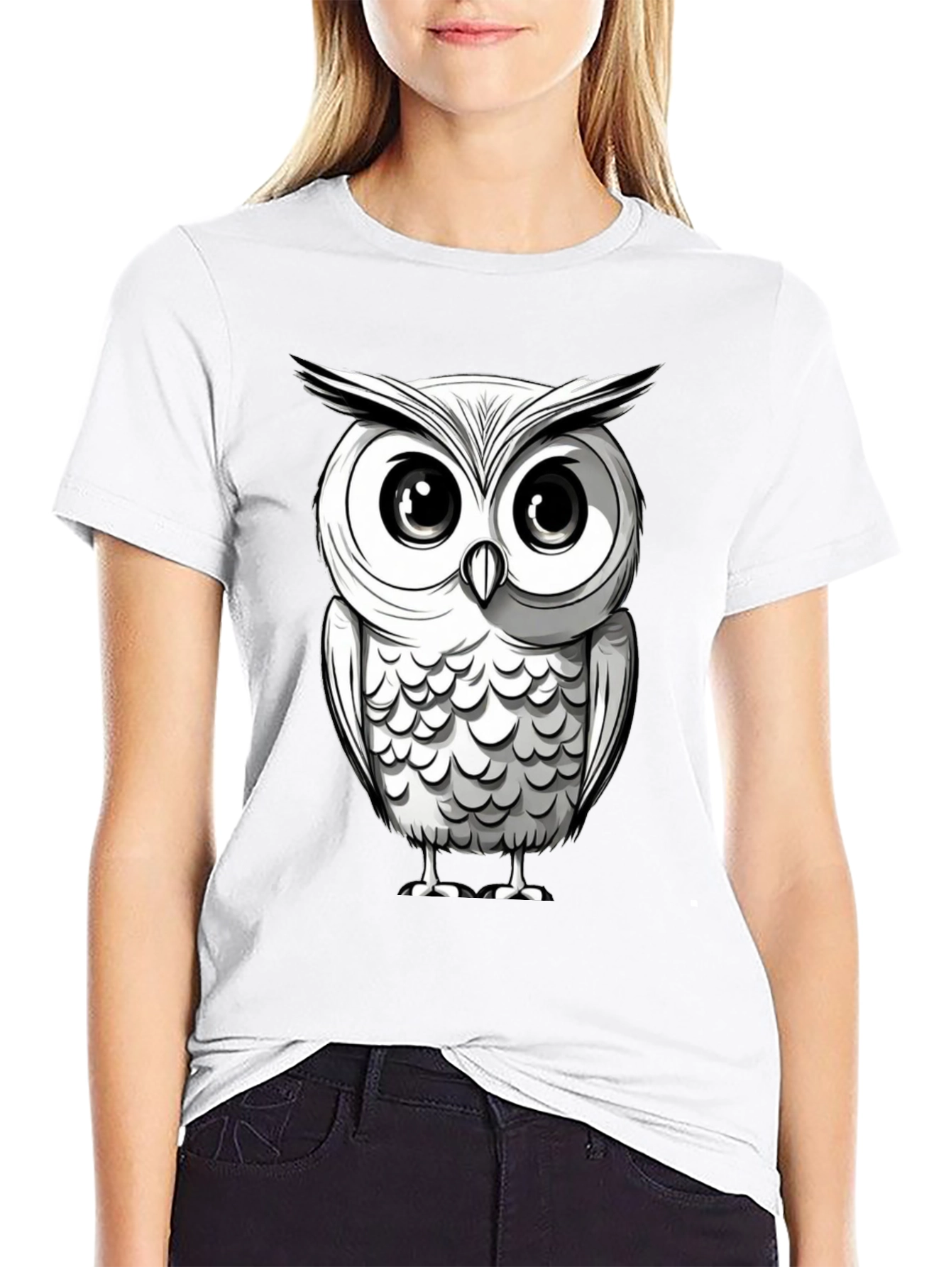 Black Owl Graphic Print Men's Black T-Shirt view 9