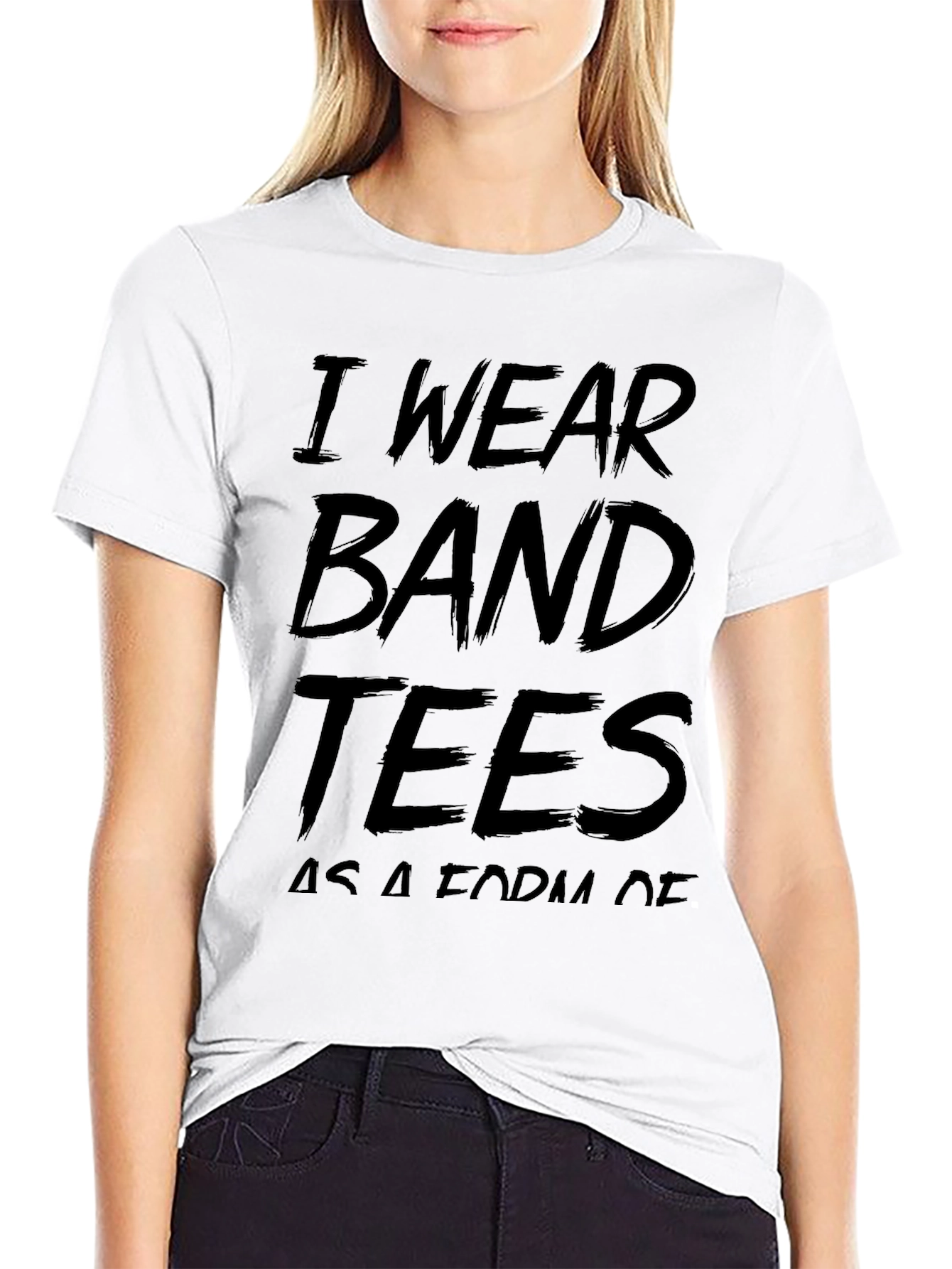 Black I Wear Band Tees Graphic T-Shirt - Black view 9
