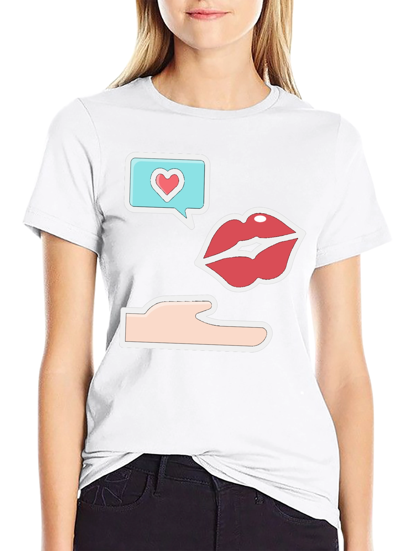 Black Flirty Emoji Graphic Tee - Black Crew Neck view 9