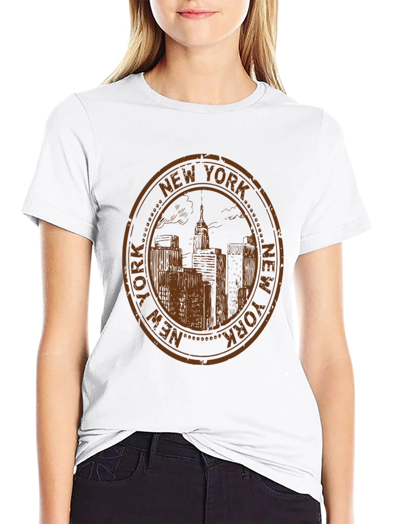 Black New York Cityscape Black T-Shirt view 9