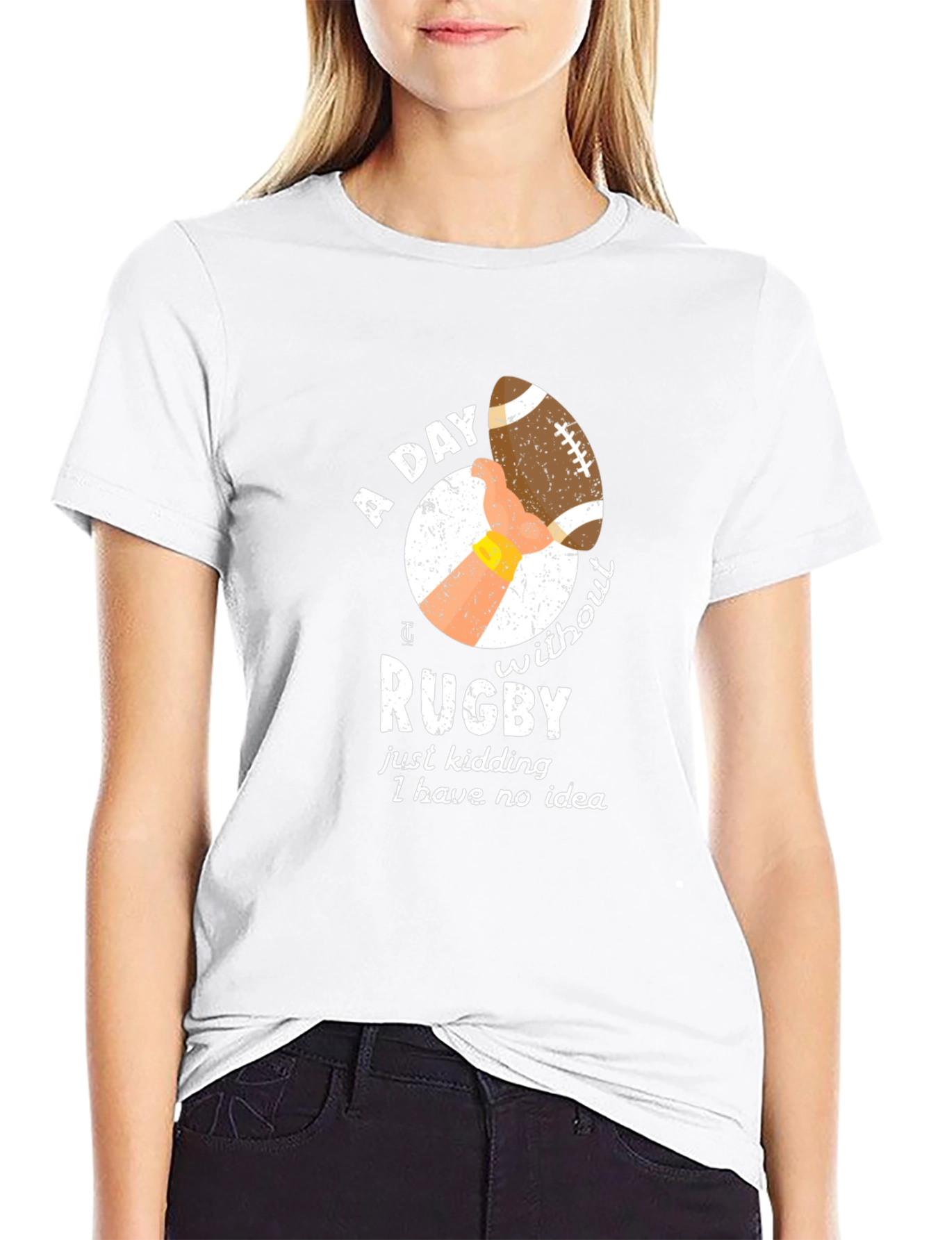 Black Funny Rugby Graphic T-Shirt - A Day Without Rugby Tee view 9