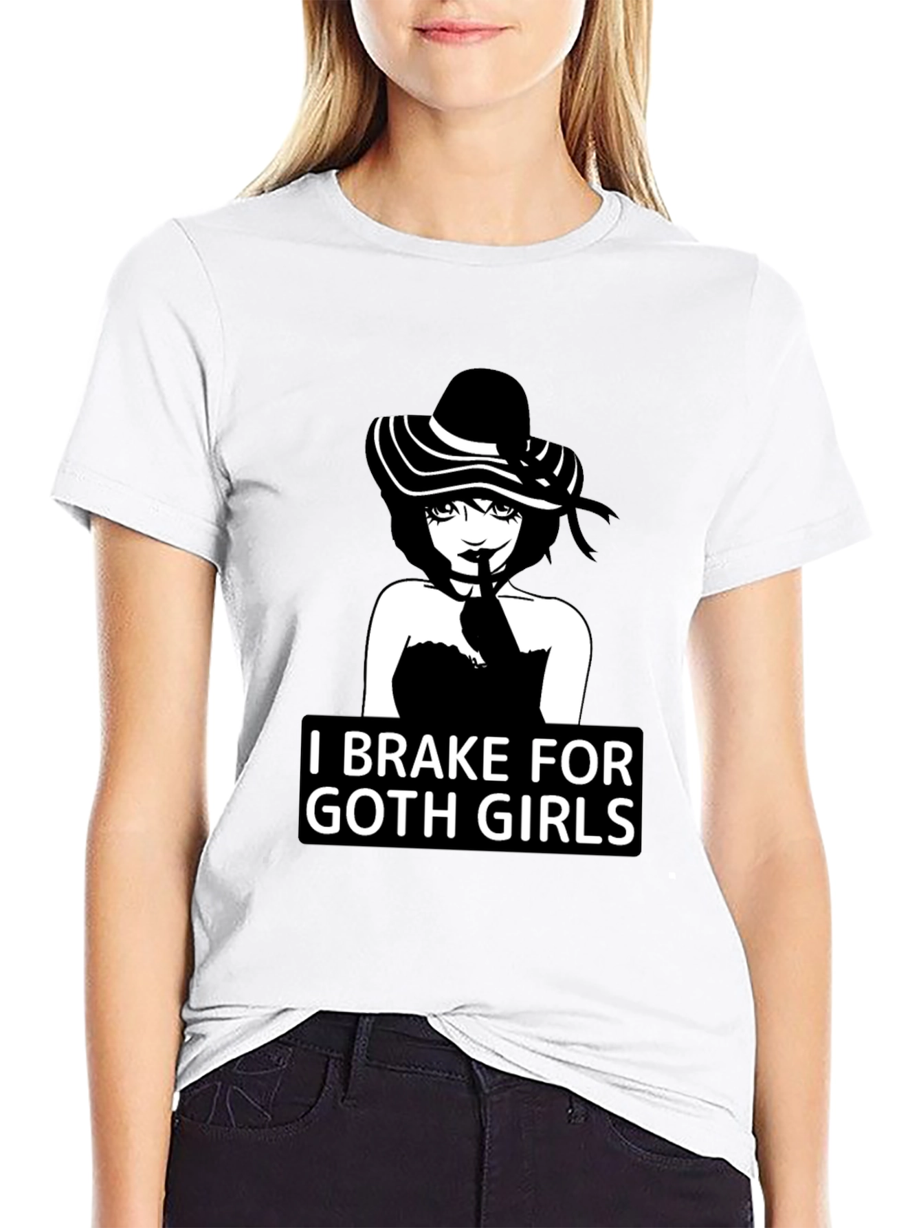 Black I Brake For Goth Girls T-Shirt - Black view 9