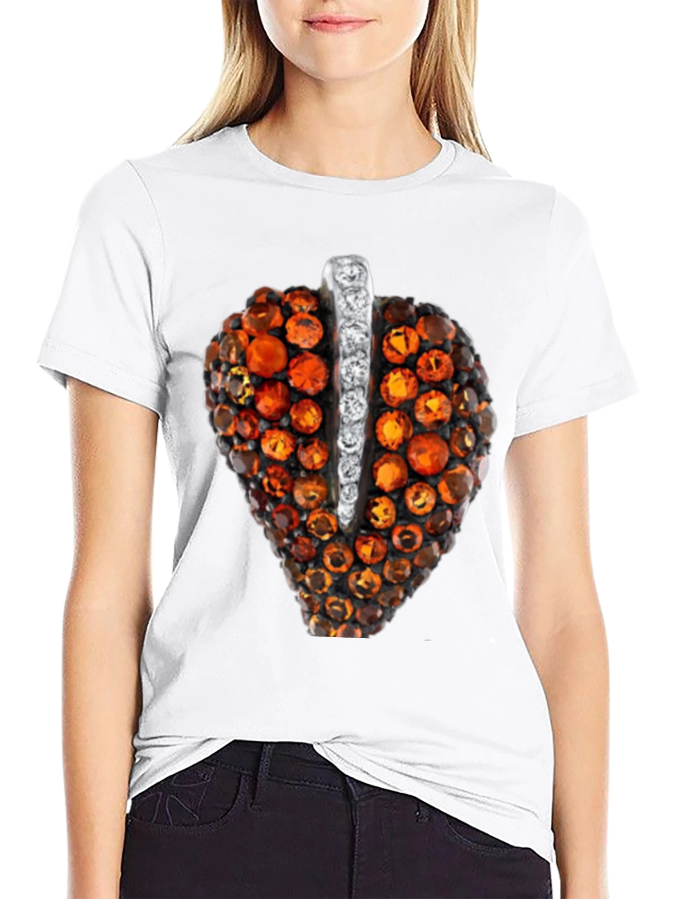 Black Unique Gemstone Pendant Graphic Black Tee view 9