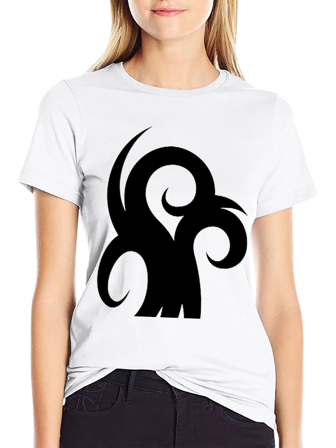 Black Men's Black T-Shirt with Abstract Graphic Design view 9